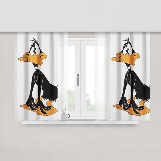 Cartoon Wallpaper Looney Tunes Daffy Duck Peach Skin Window Curtains