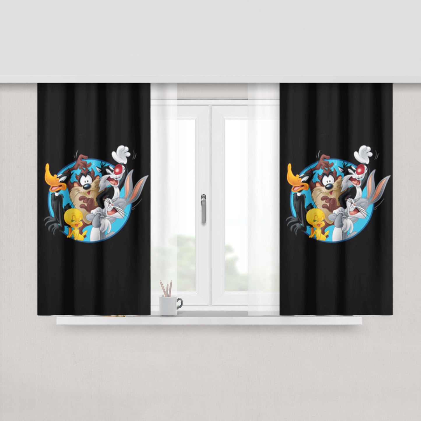 Cartoons Looney Tunes Peach Skin Window Curtains