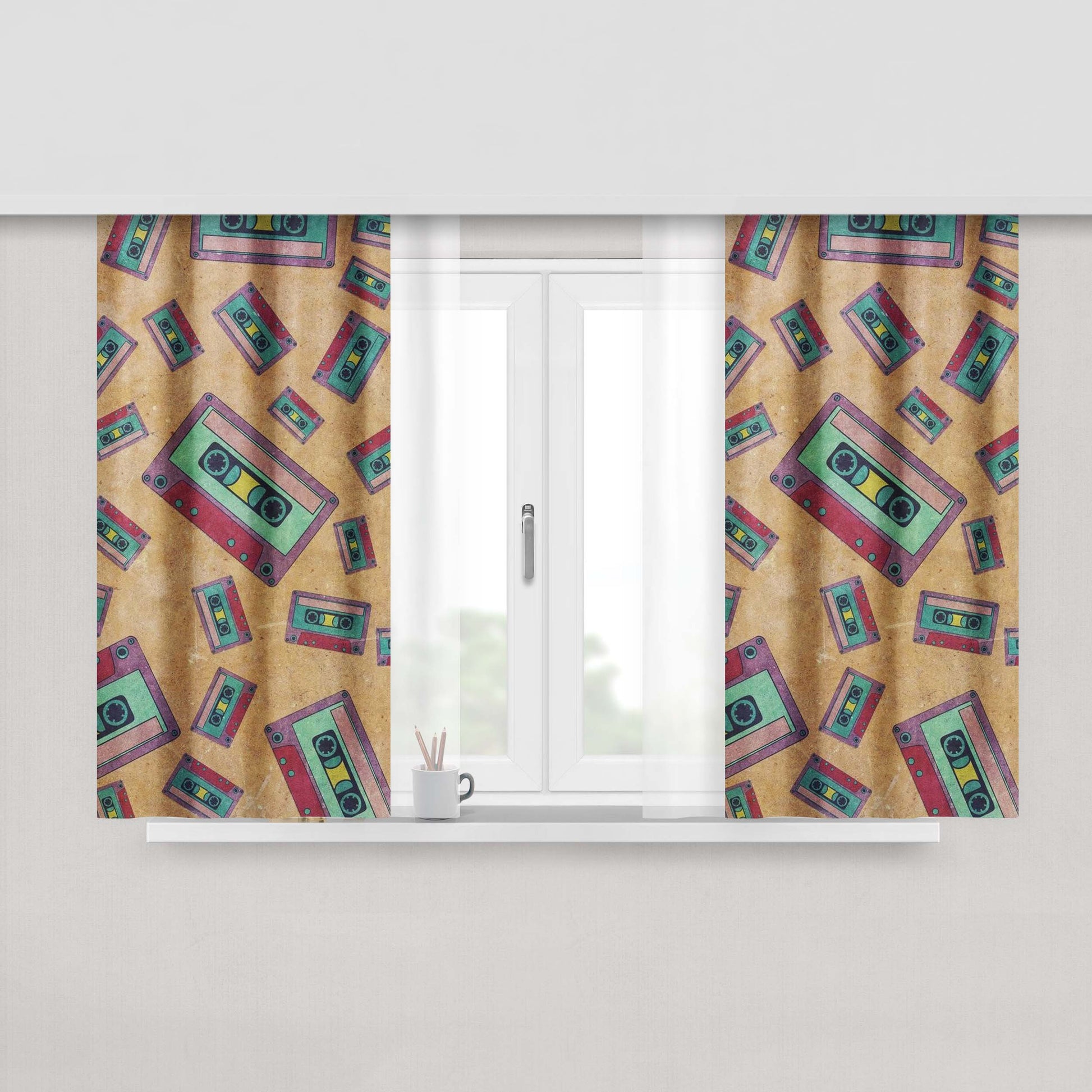 Caset On The Radio Peach Skin Window Curtains