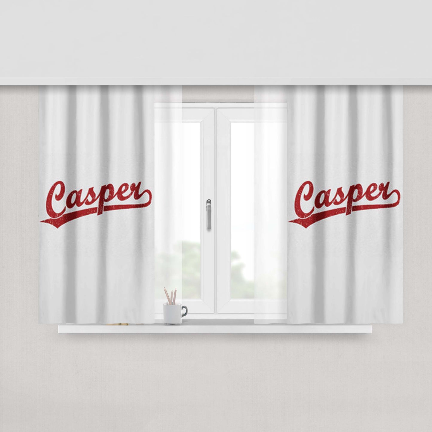 Casper Font Logo Peach Skin Window Curtains