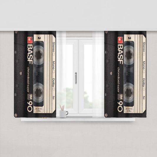 Cassete Tape Retro Style Peach Skin Window Curtains