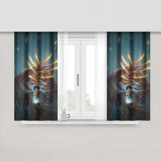 Castiel Magic Power Art Peach Skin Window Curtains