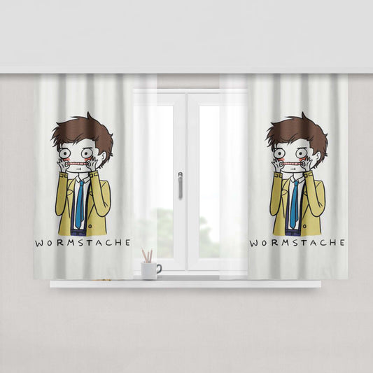 Castiel Wormstache Peach Skin Window Curtains