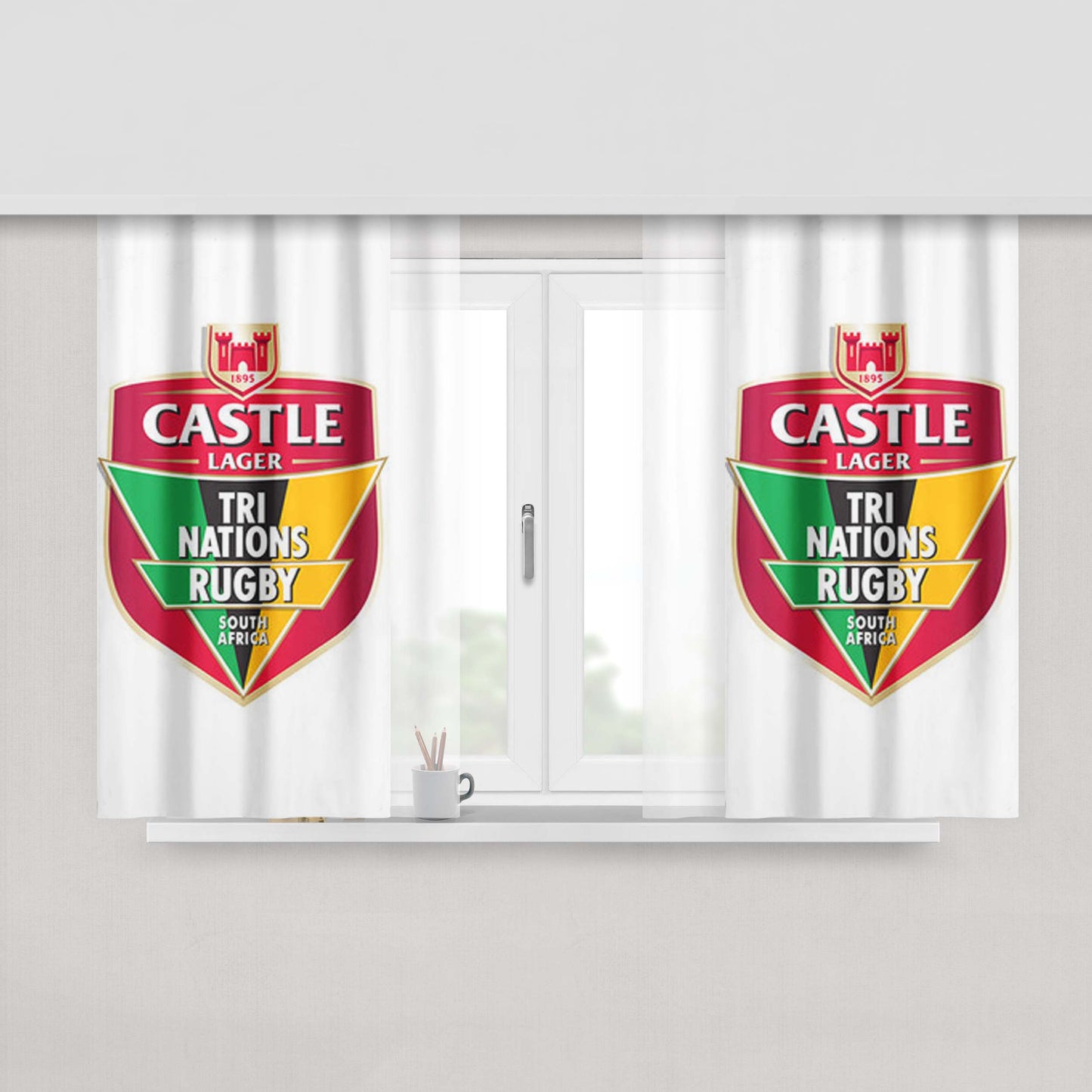 Castle Lager Tri Nations Rugby Logo Peach Skin Window Curtains