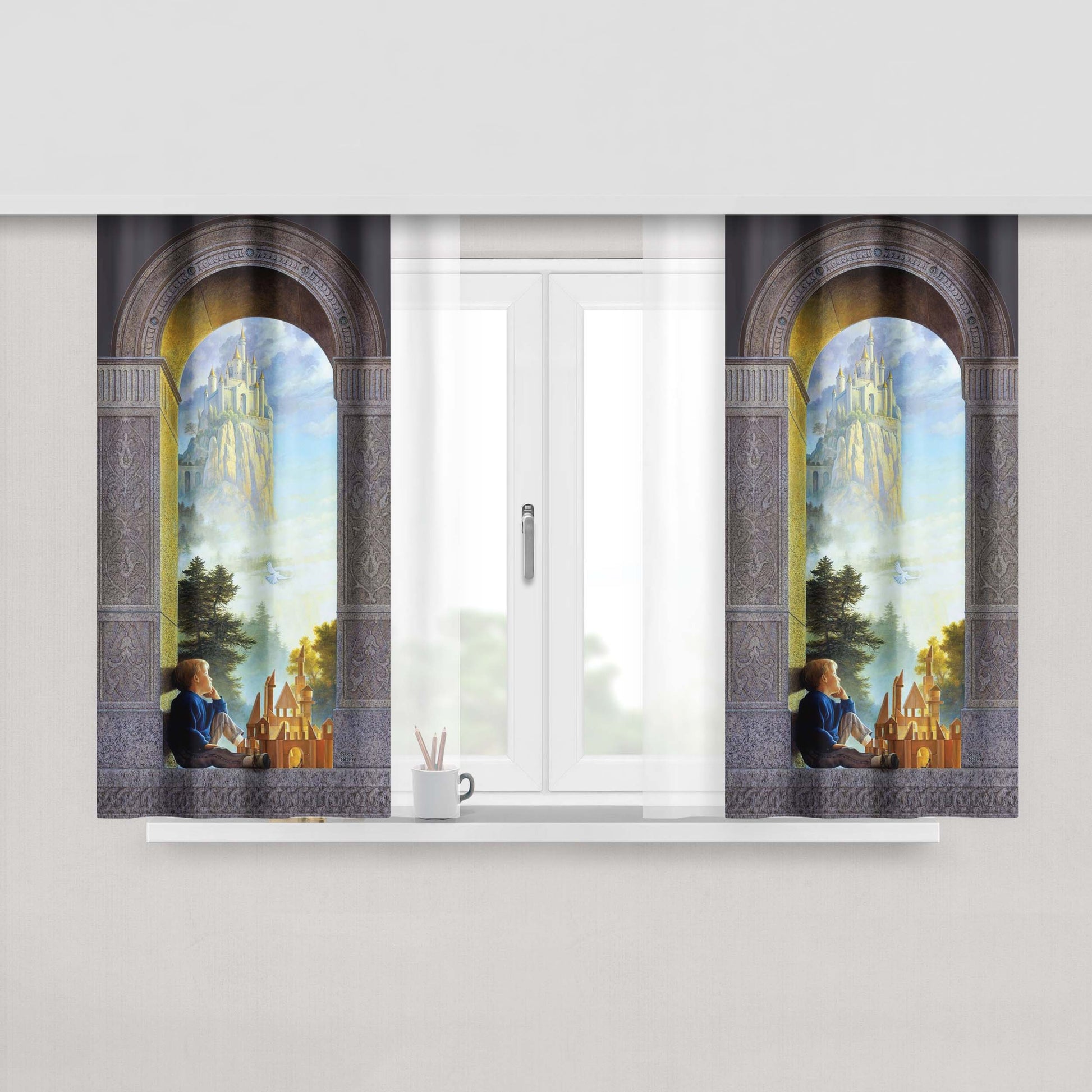 Castles In The Sky Peach Skin Window Curtains