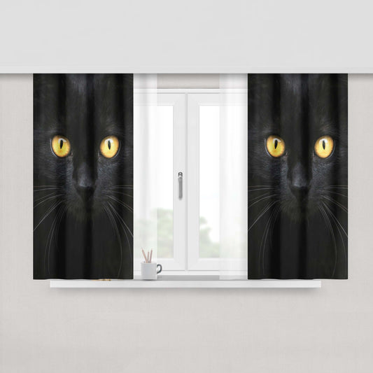Cat Black Eyes Peach Skin Window Curtains