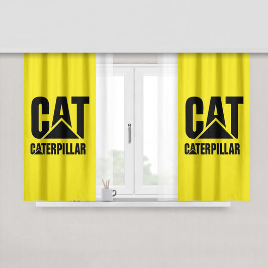 Cat Caterpillar Logo Peach Skin Window Curtains