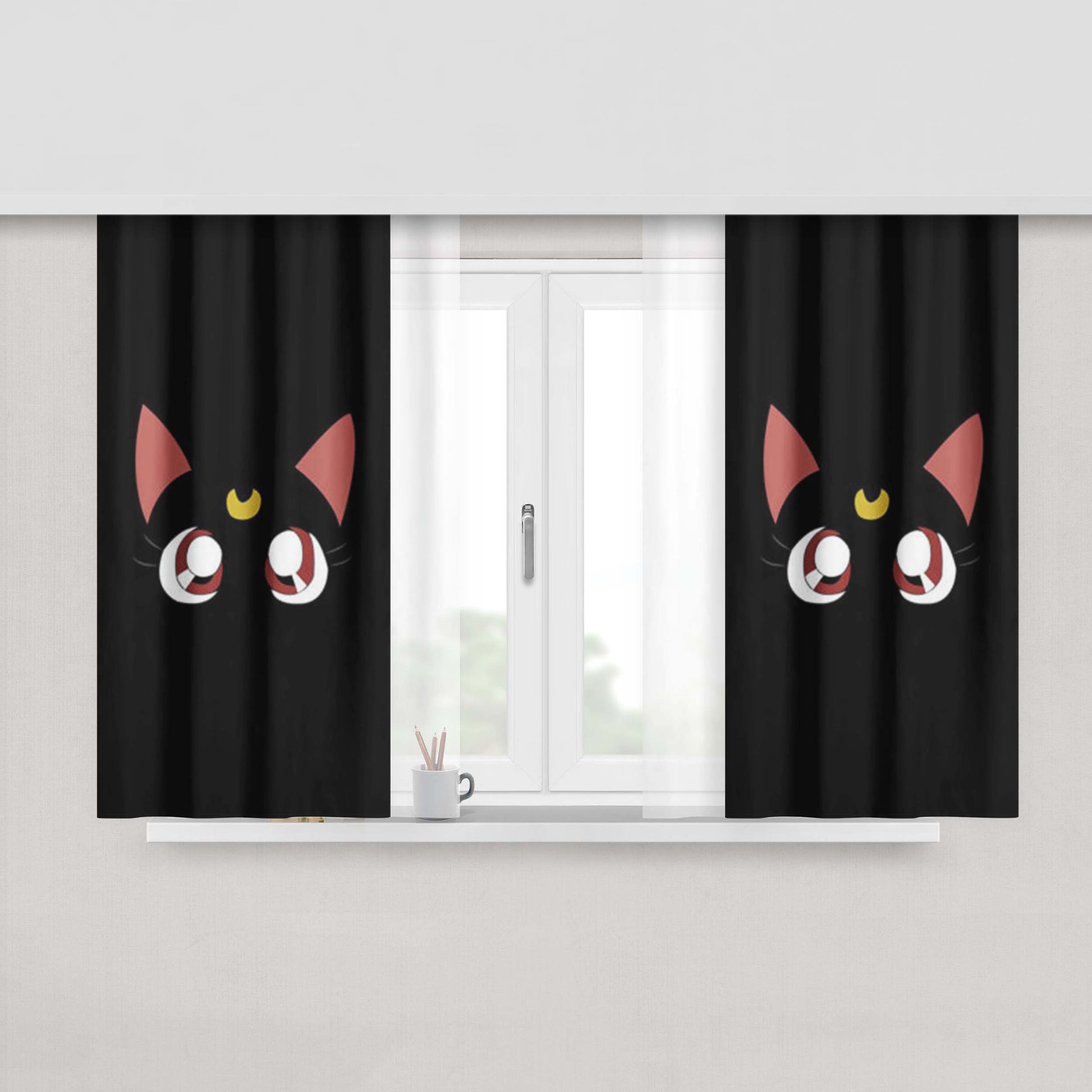 Cat Luna Sailor Moon Peach Skin Window Curtains