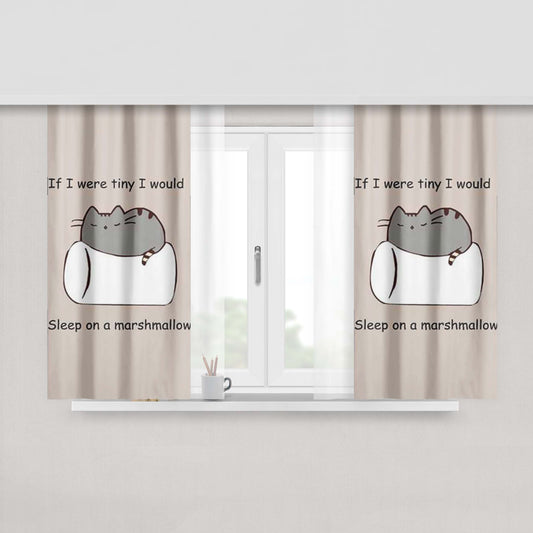 Cat Marshmallow Peach Skin Window Curtains