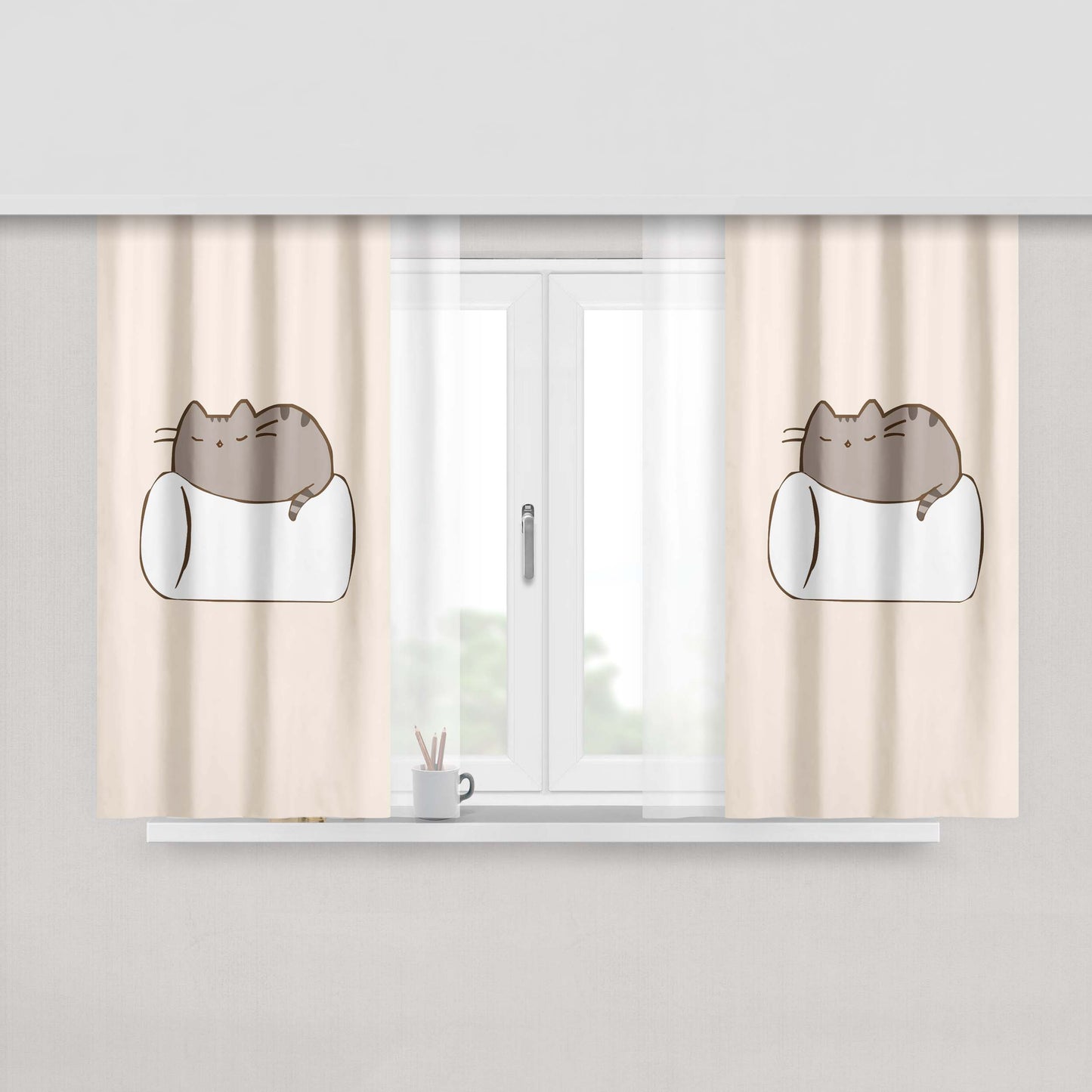 Cat Marsmello Peach Skin Window Curtains