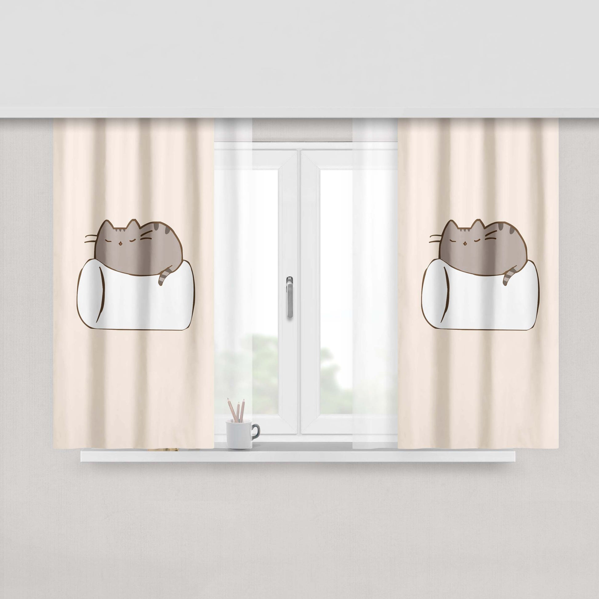 Cat Marsmello Peach Skin Window Curtains