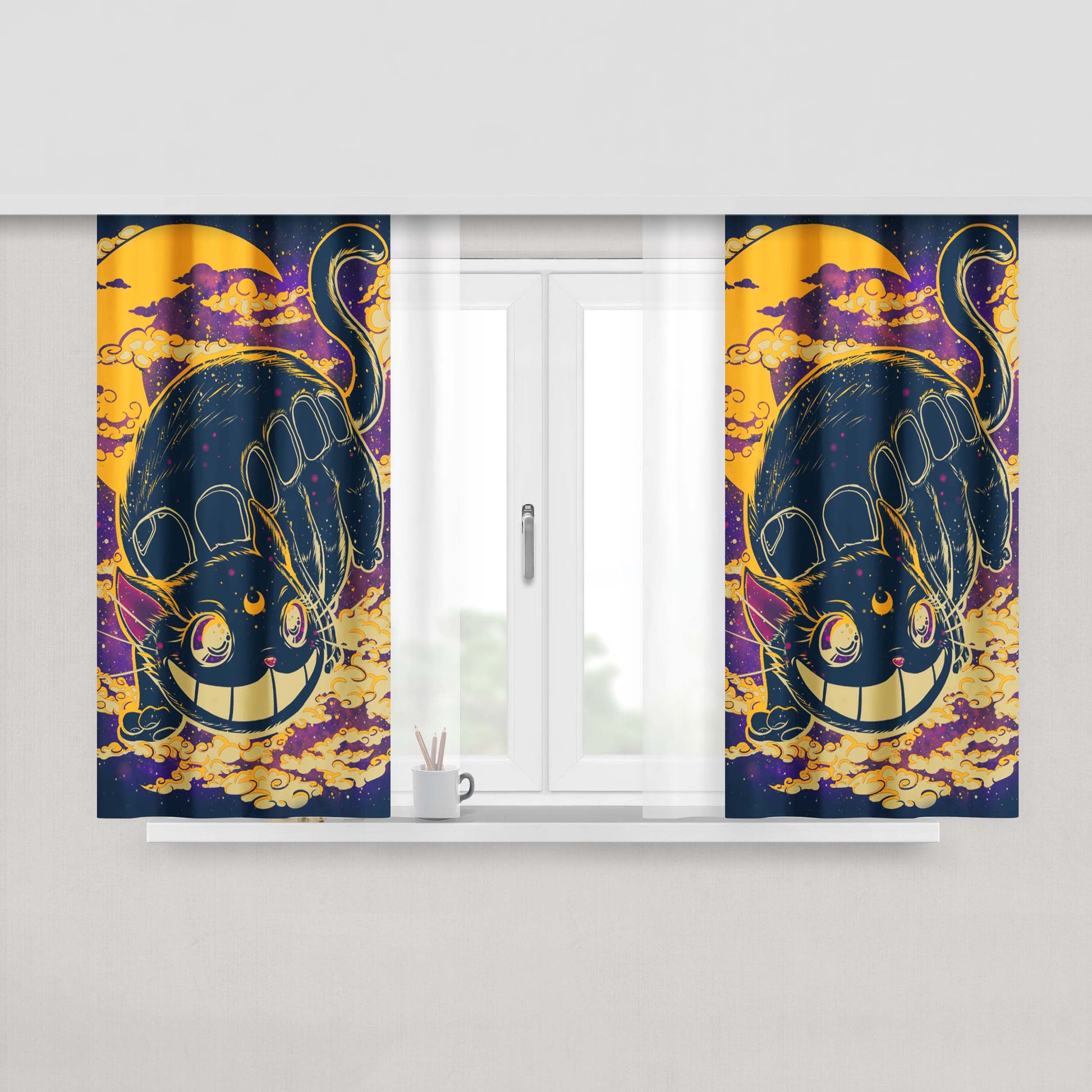 Cat Nightmare Peach Skin Window Curtains