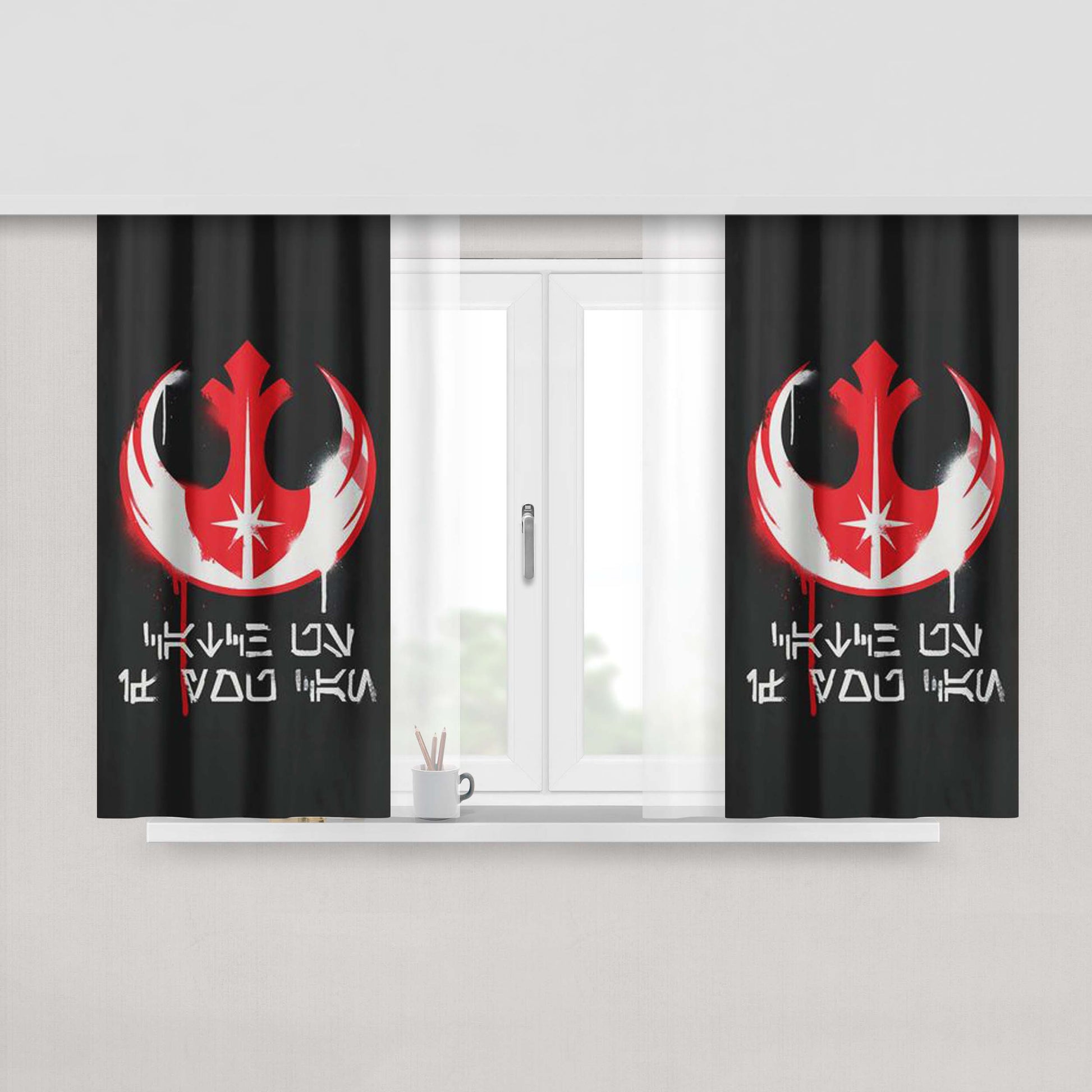 Catch Us If You Can Peach Skin Window Curtains