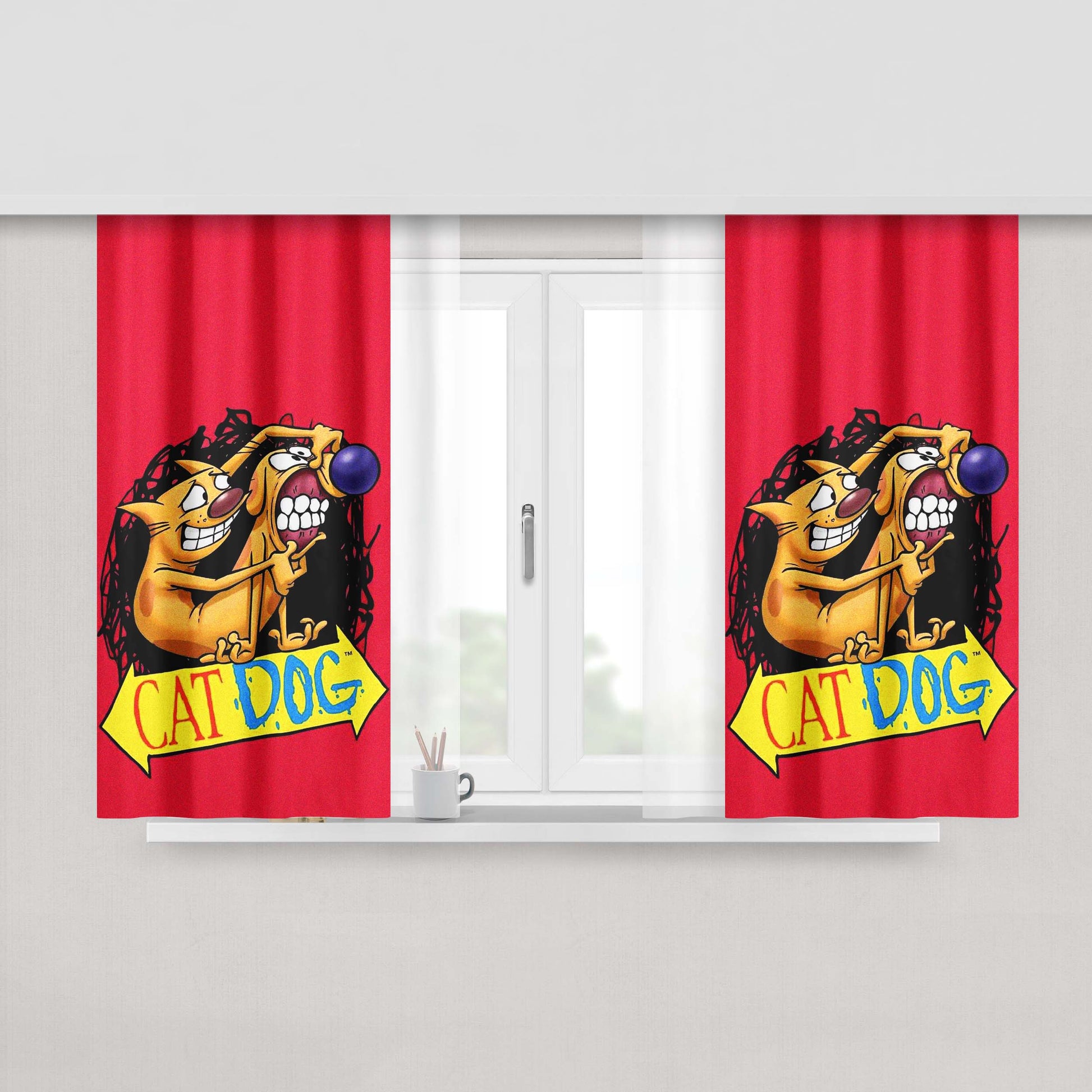 Catdog 3 Poster Movie Pink Peach Skin Window Curtains