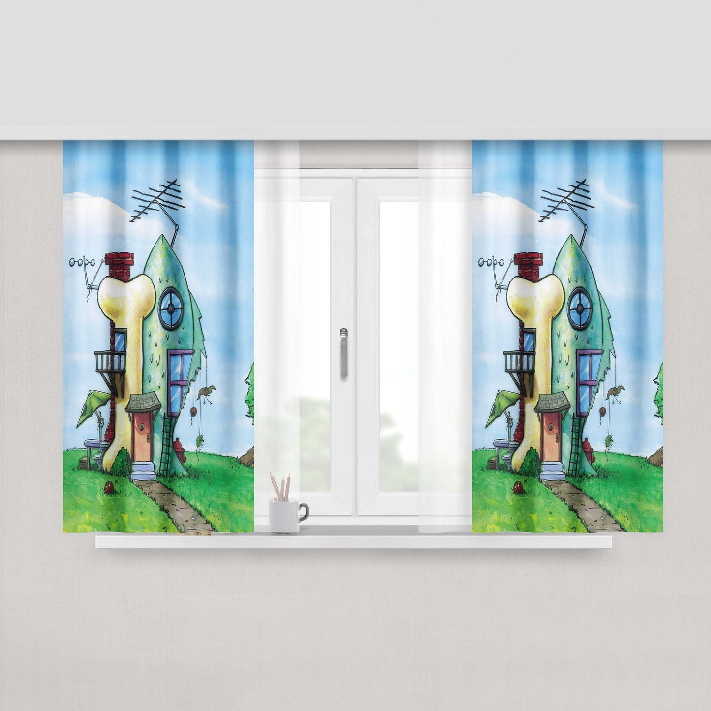 Catdog House Nickelodeon Peach Skin Window Curtains