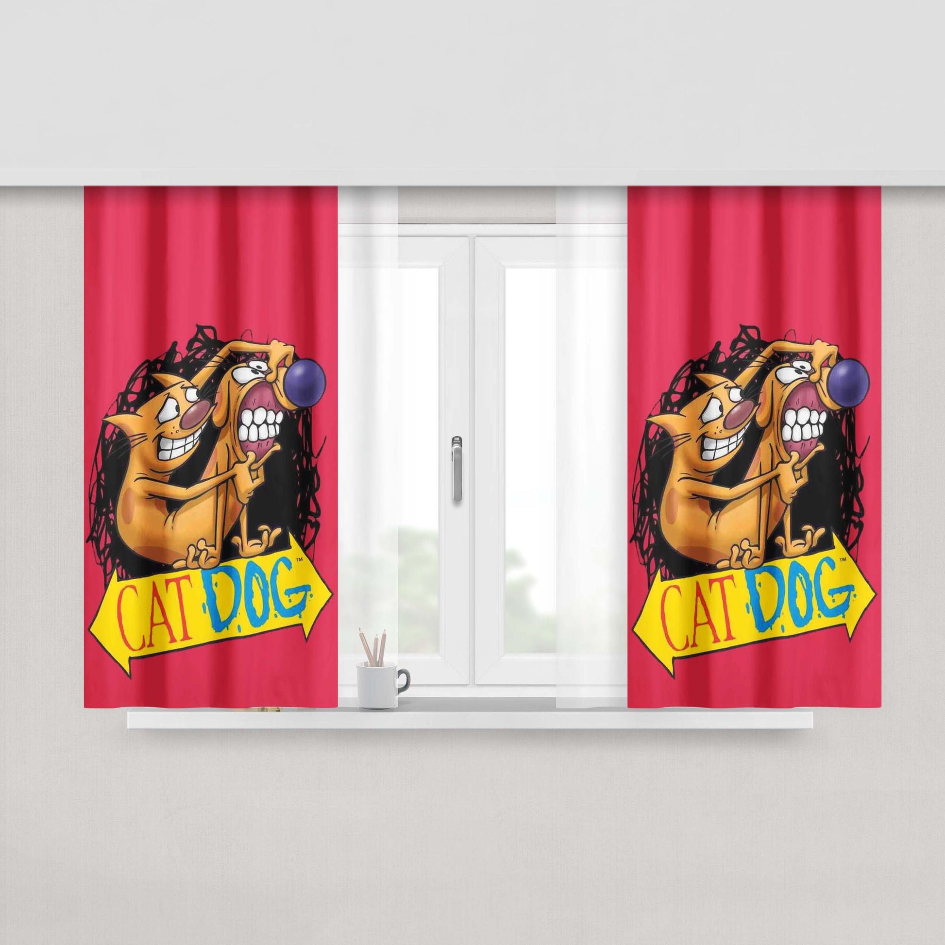 Catdog Peach Skin Window Curtains