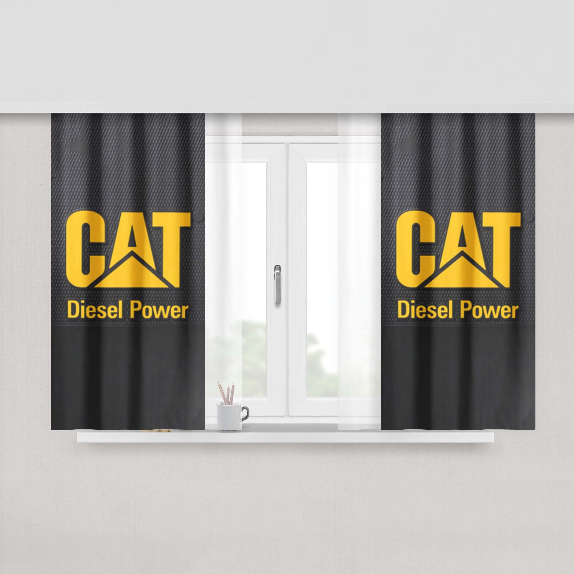 Caterpillar Diesel Power Peach Skin Window Curtains