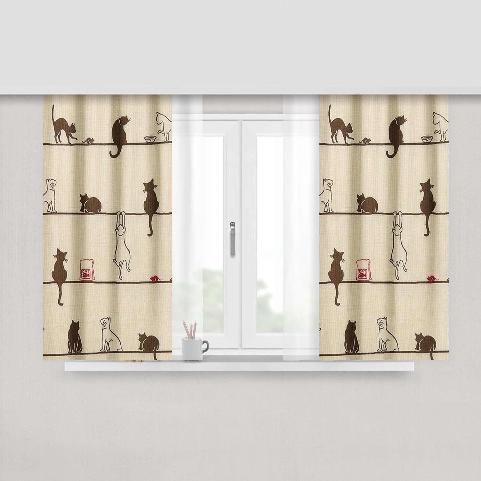 Cats Are Cute Peach Skin Window Curtains
