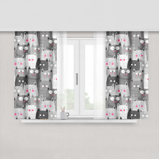 Cats Illustration Peach Skin Window Curtains