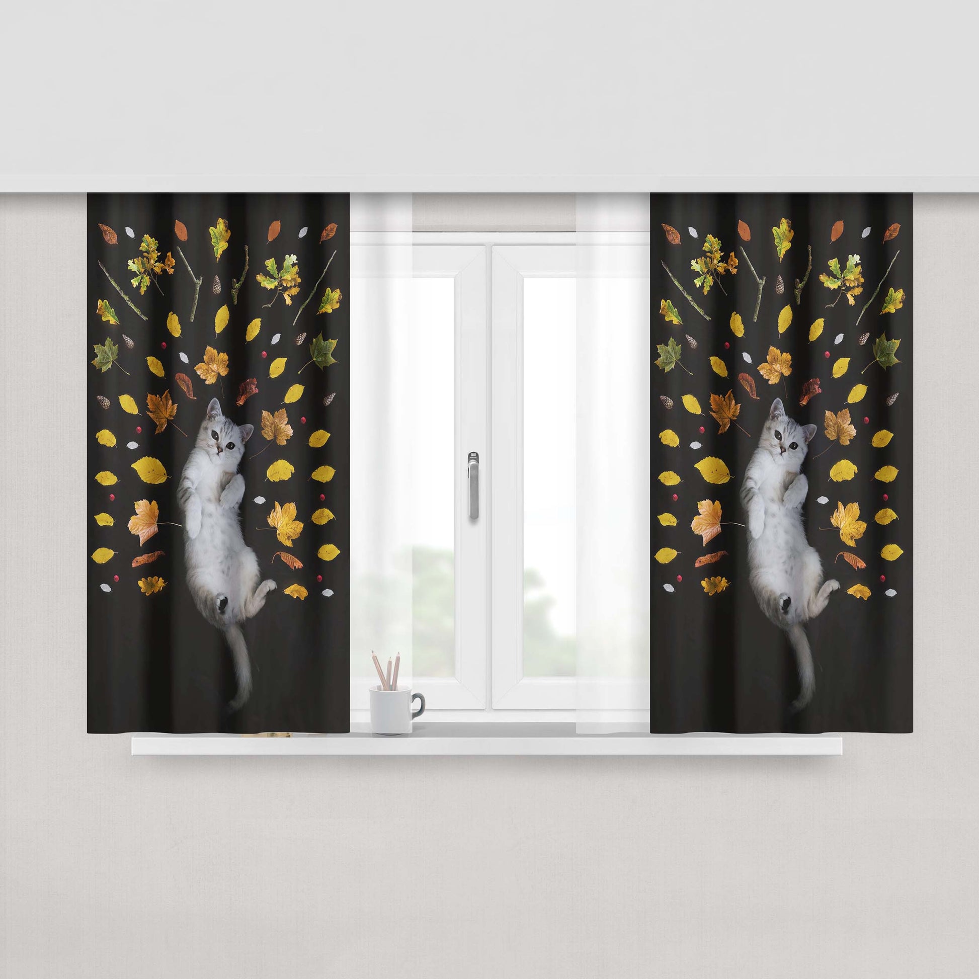 Cats Photo Peach Skin Window Curtains