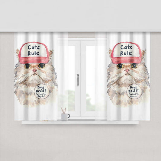 Cats Rule Peach Skin Window Curtains