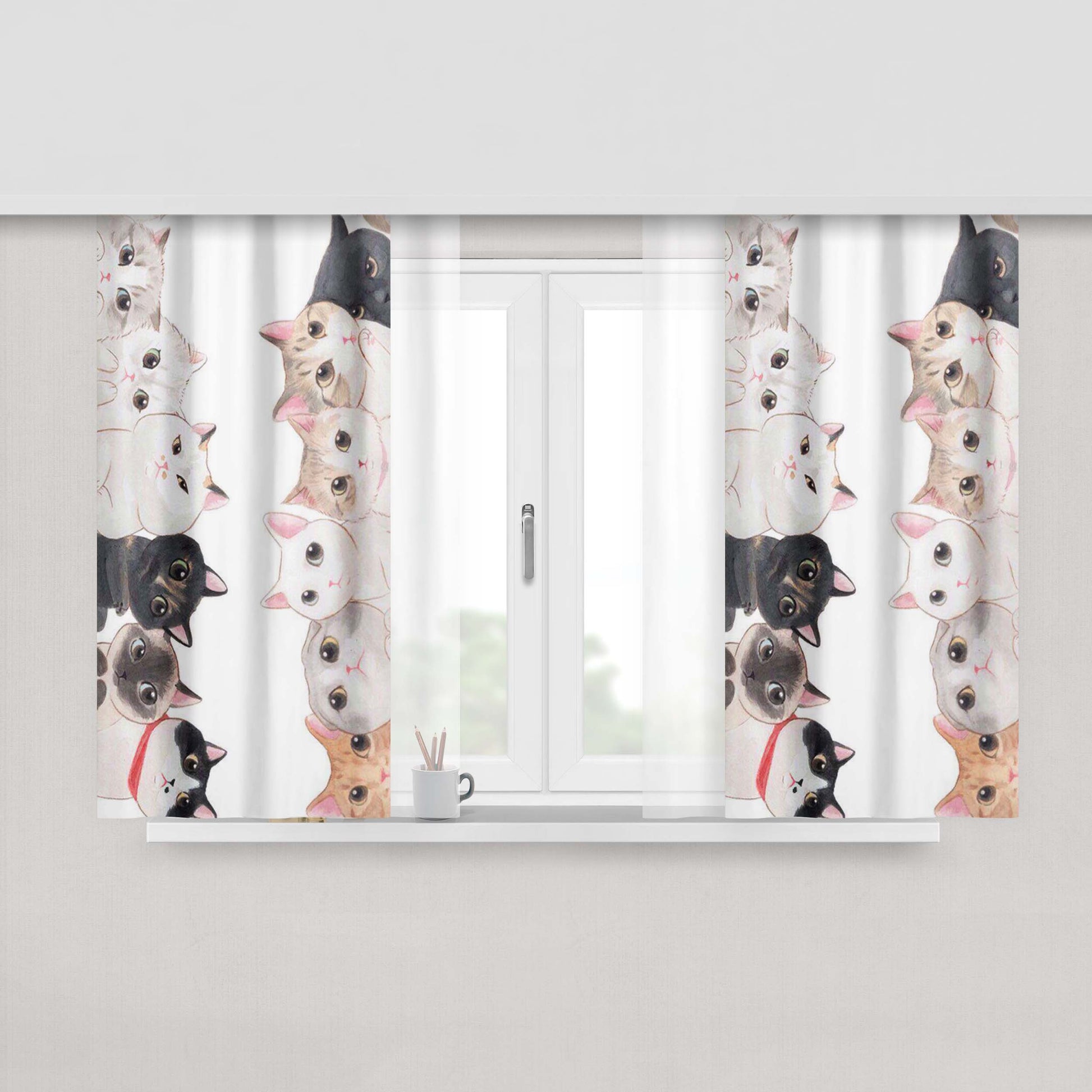 Cats Peach Skin Window Curtains