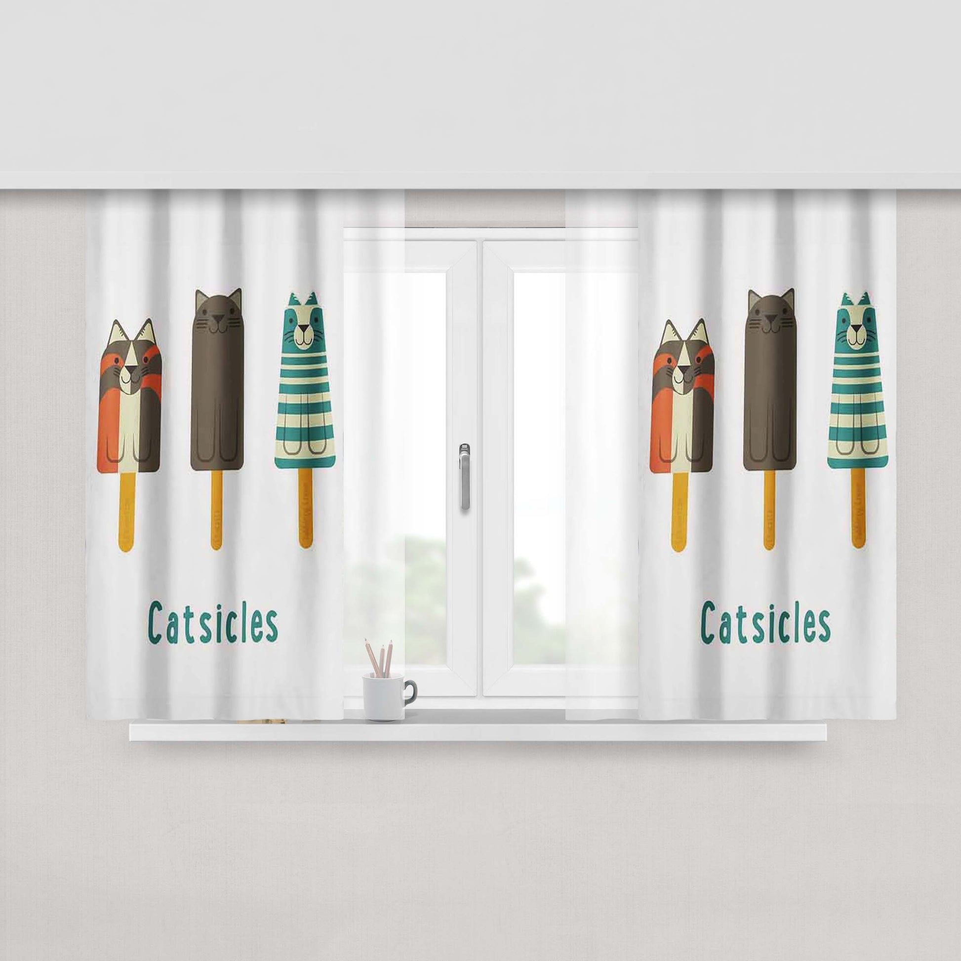 Catsicles Peach Skin Window Curtains