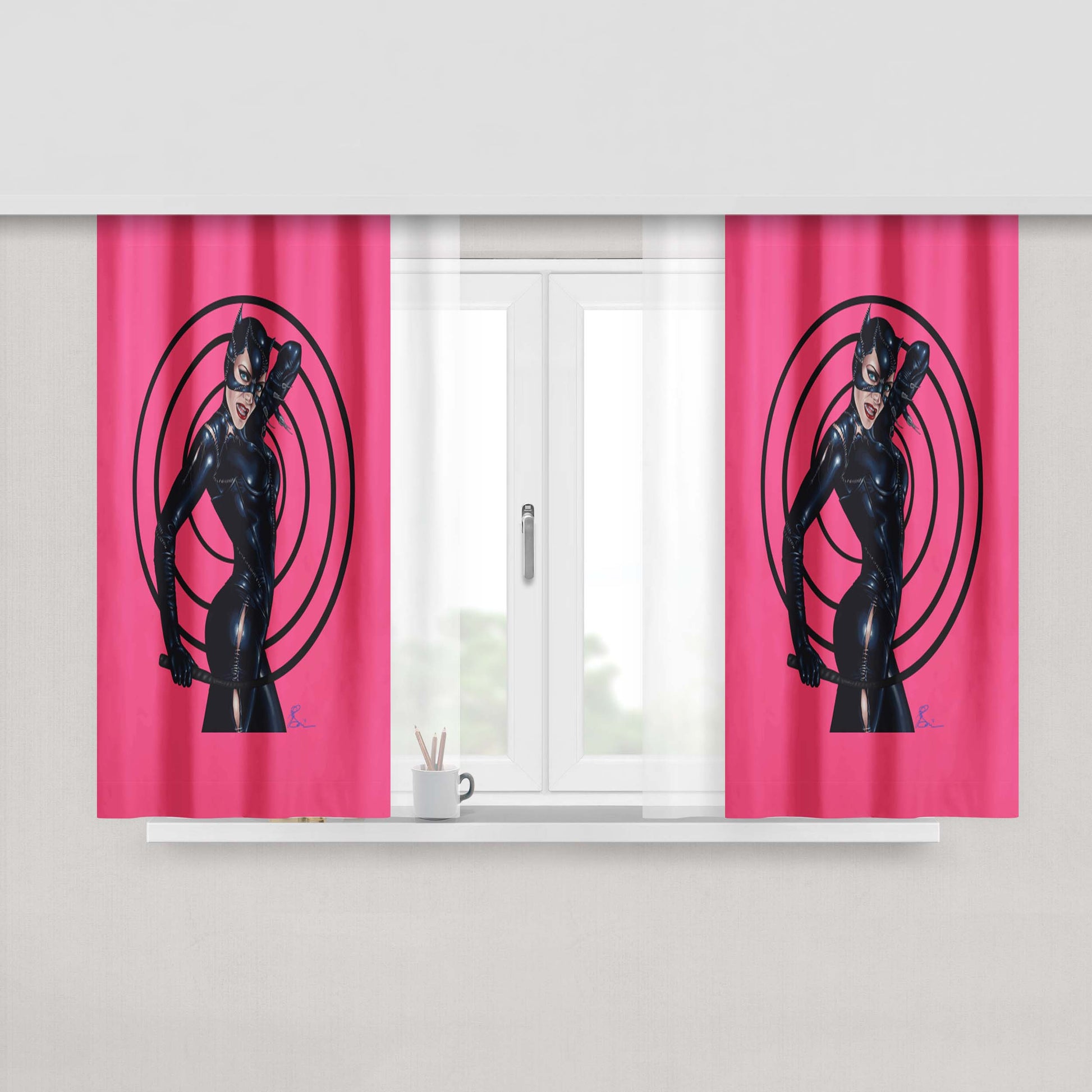 Catwoman - Hear Me Roar Peach Skin Window Curtains