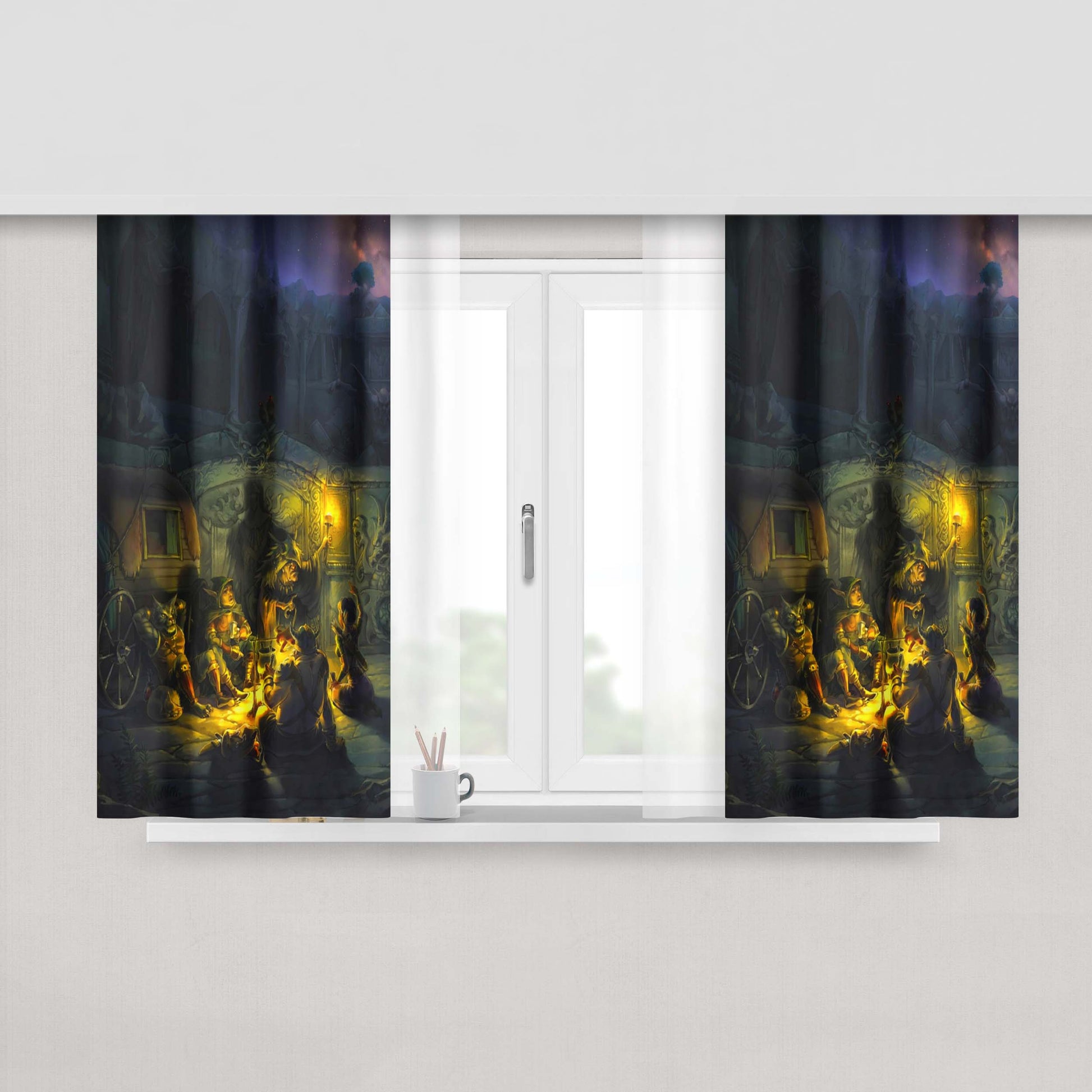 Cauldron Gharry Cat Elf Peach Skin Window Curtains