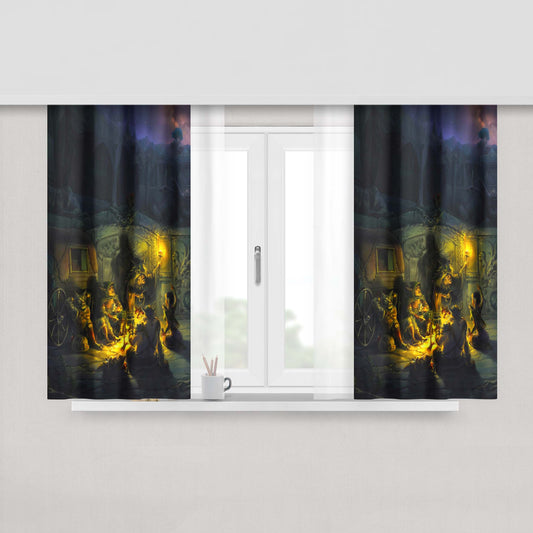 Cauldron Gharry Cat Elf Peach Skin Window Curtains