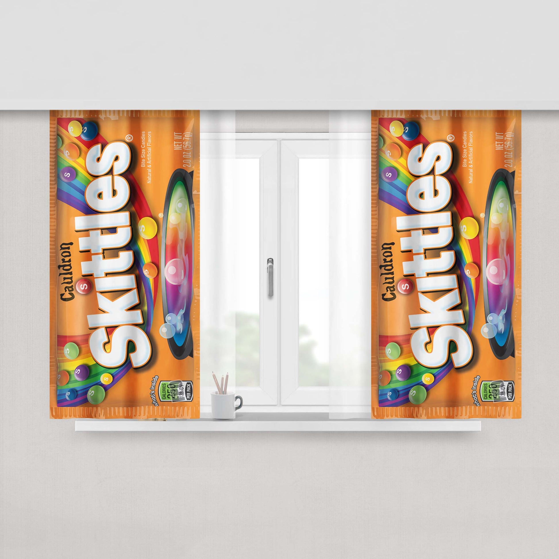 Cauldron Skittles Candy Peach Skin Window Curtains