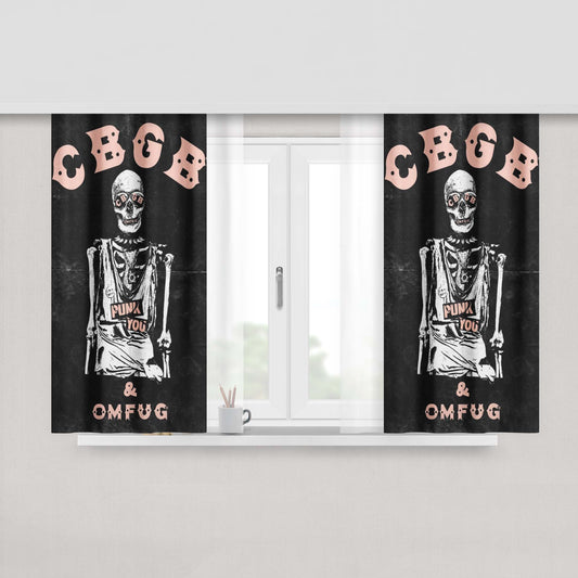Cbgb And Skull Omfug Peach Skin Window Curtains