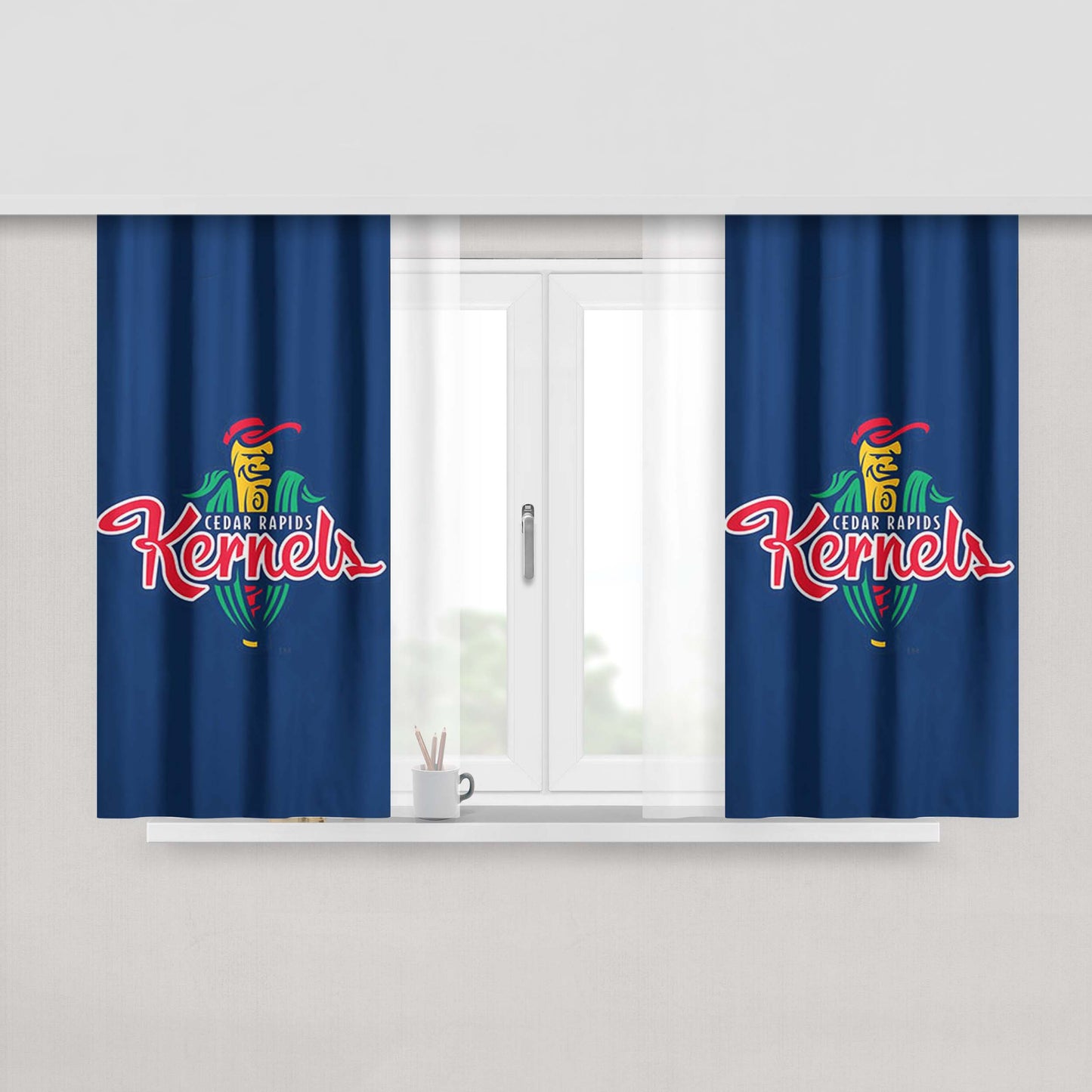 Cedar Rapids Kenels Blue Peach Skin Window Curtains