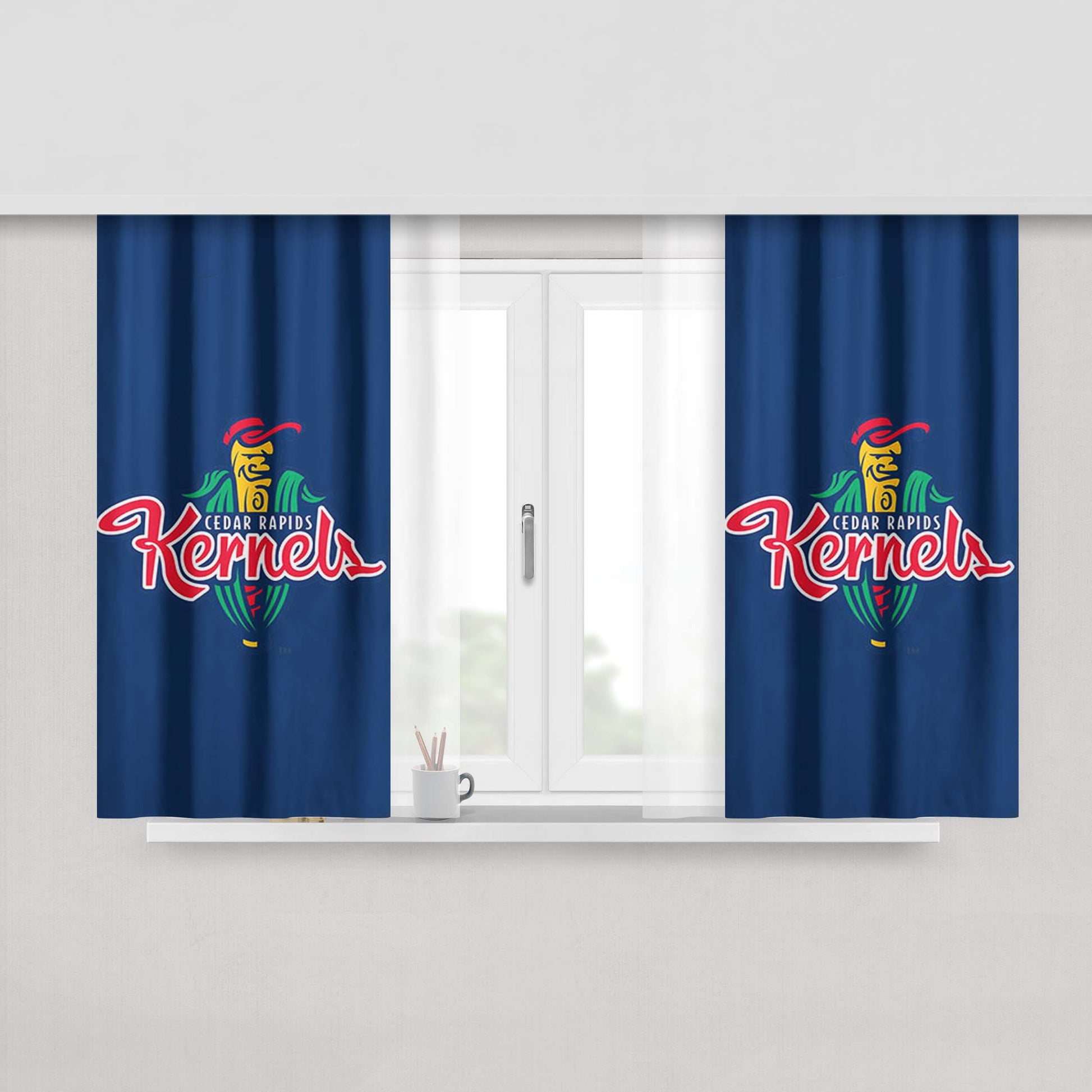 Cedar Rapids Kenels Blue Peach Skin Window Curtains