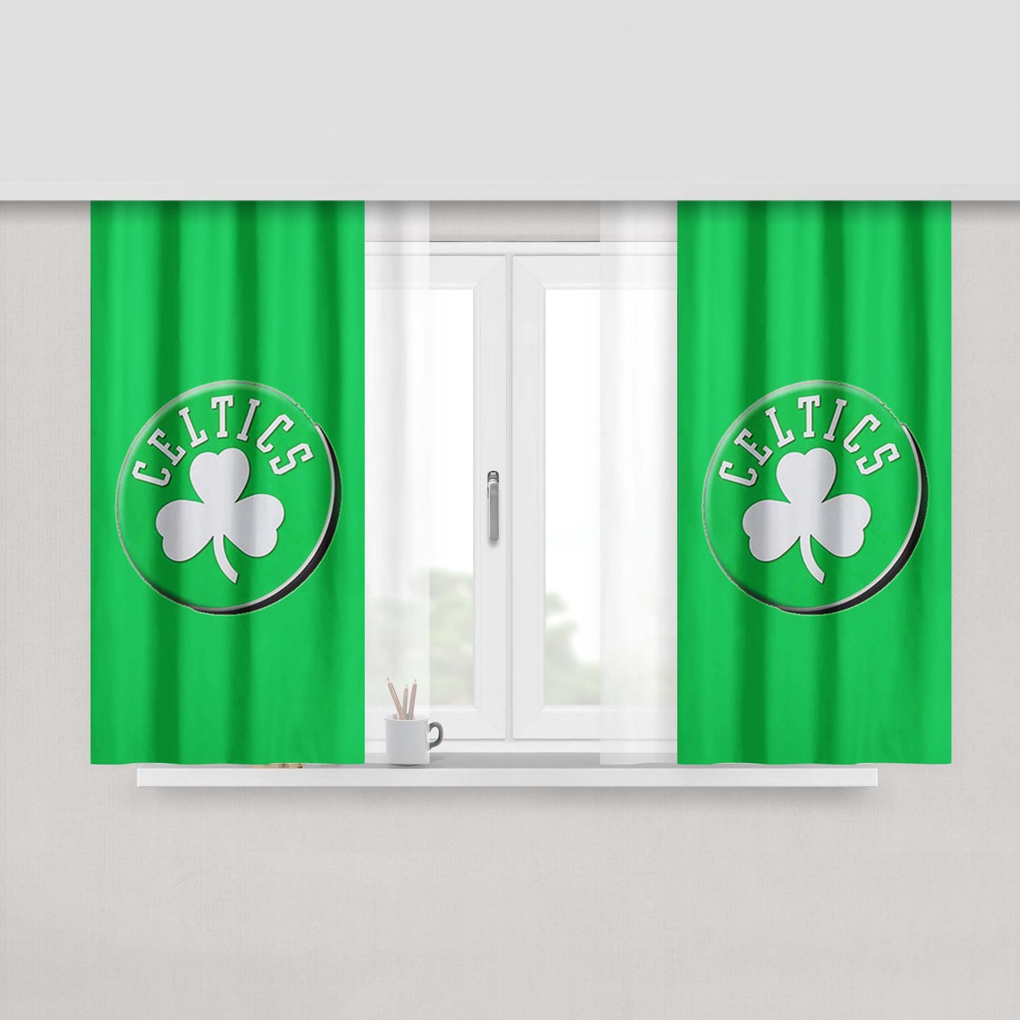 Celtic Sign Symbol Design Irish Rhunes Peach Skin Window Curtains