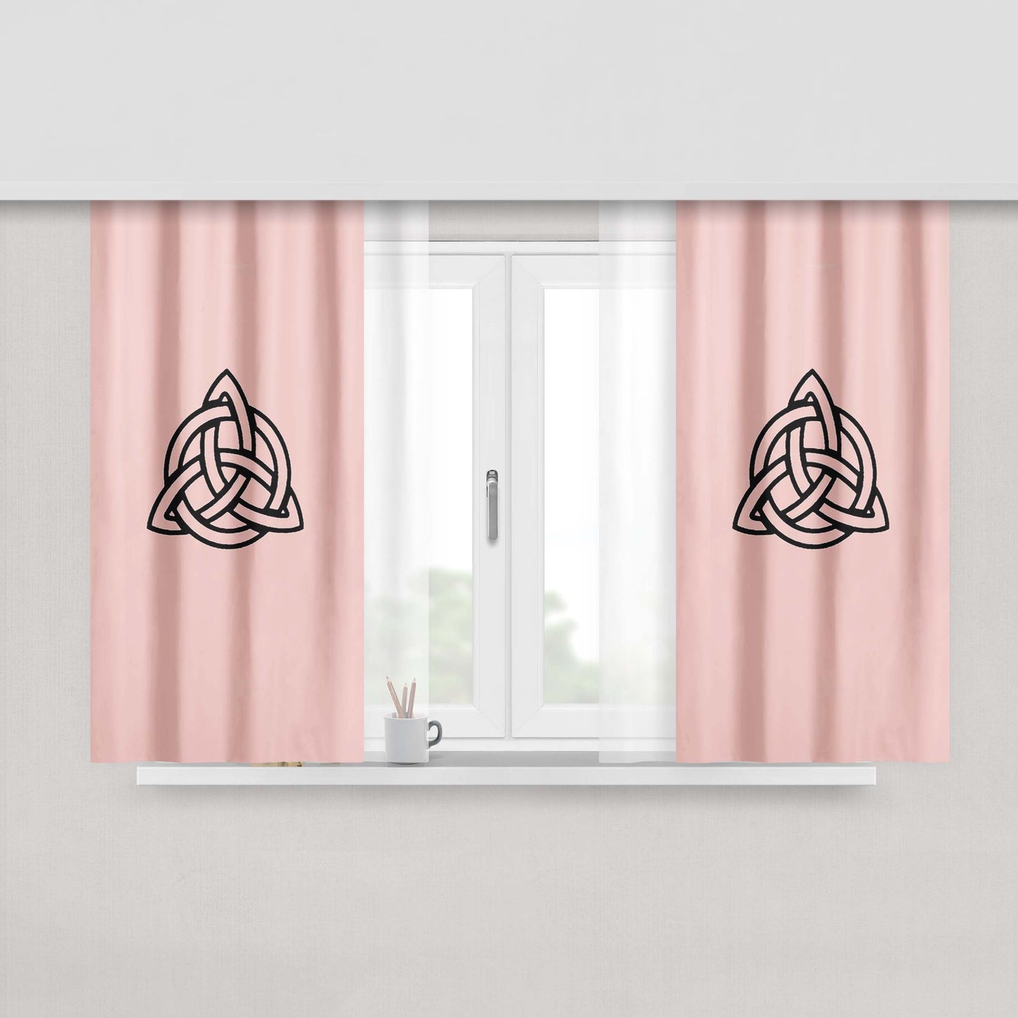 Celtic Tree Of Life Logo Peach Skin Window Curtains