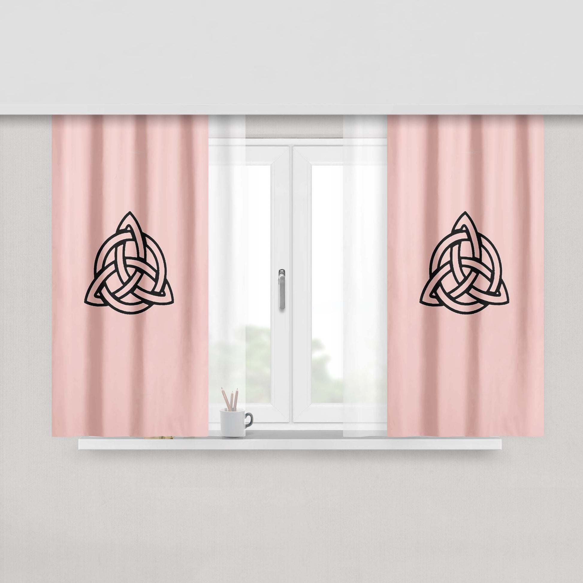 Celtic Tree Of Life Logo Peach Skin Window Curtains