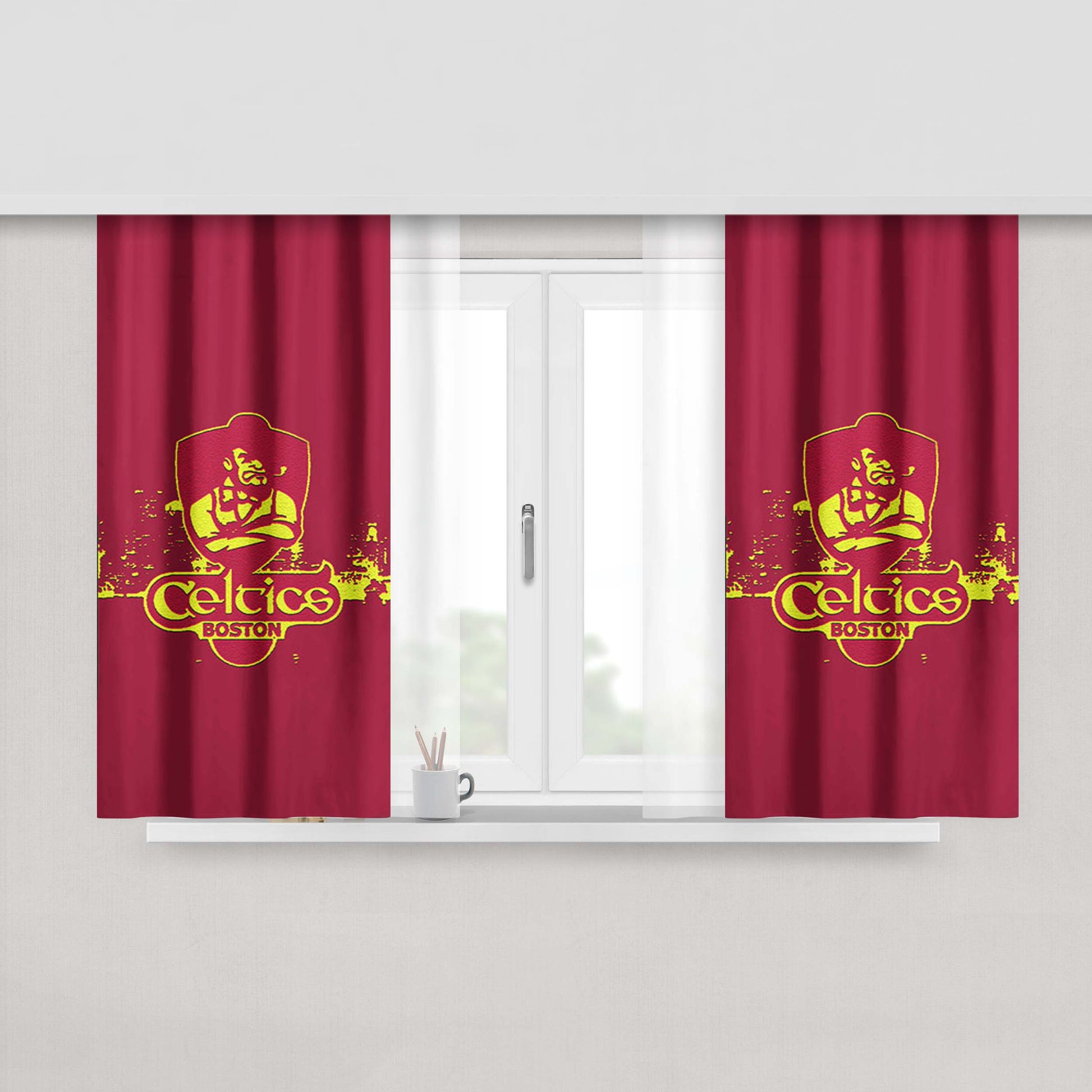 Celtics Green Peach Skin Window Curtains