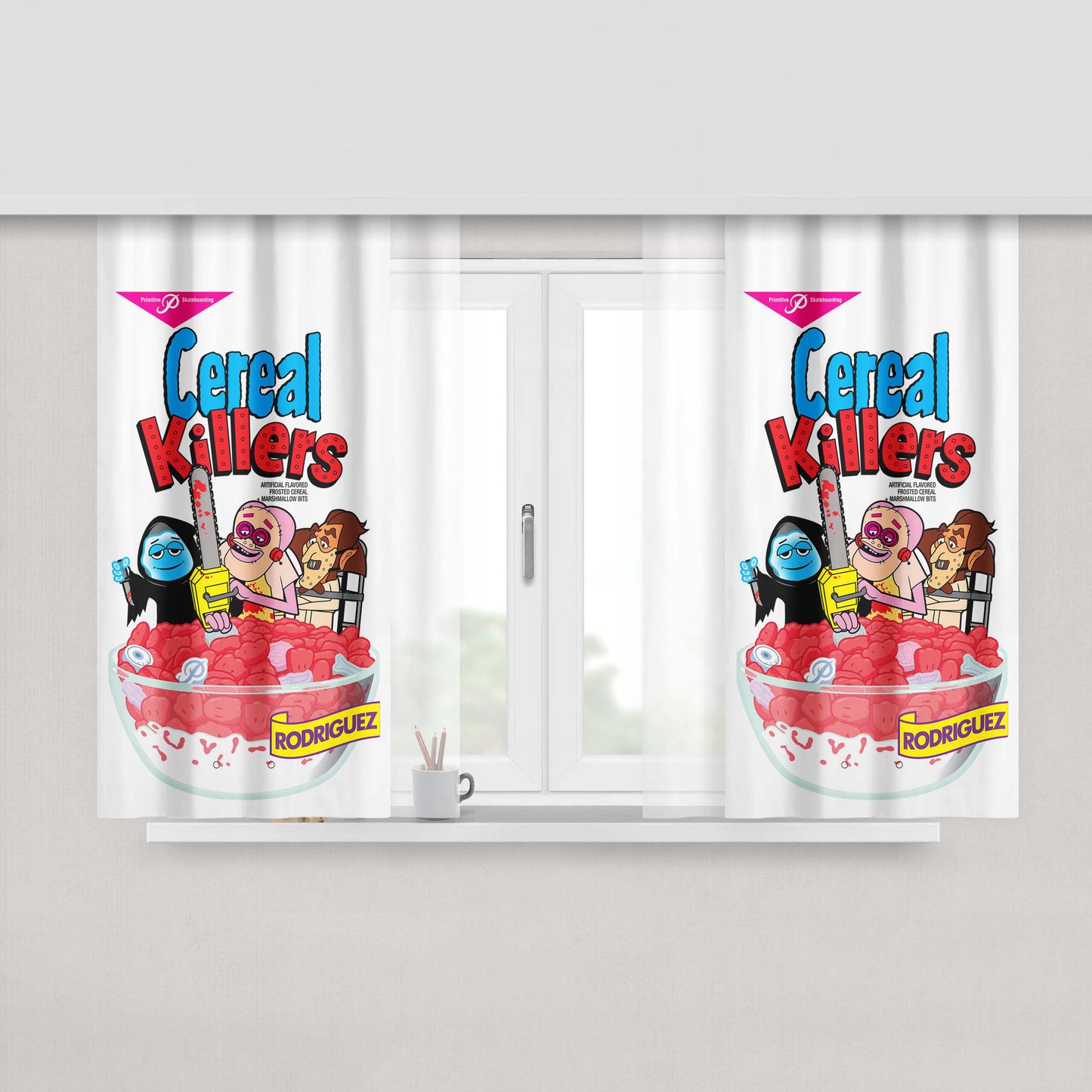 Cereal Killers Wallpaper Primitive Skate Peach Skin Window Curtains