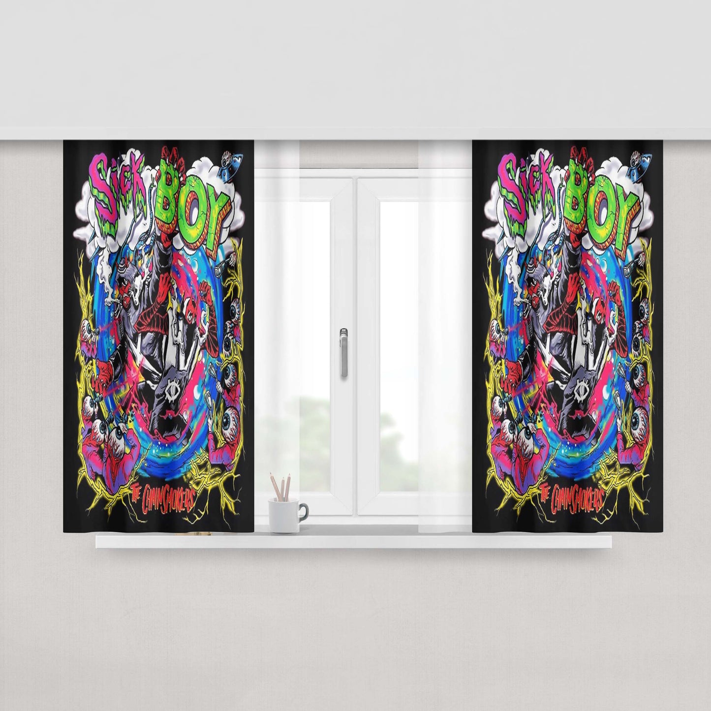 Chainsmokers Sick Boy Peach Skin Window Curtains
