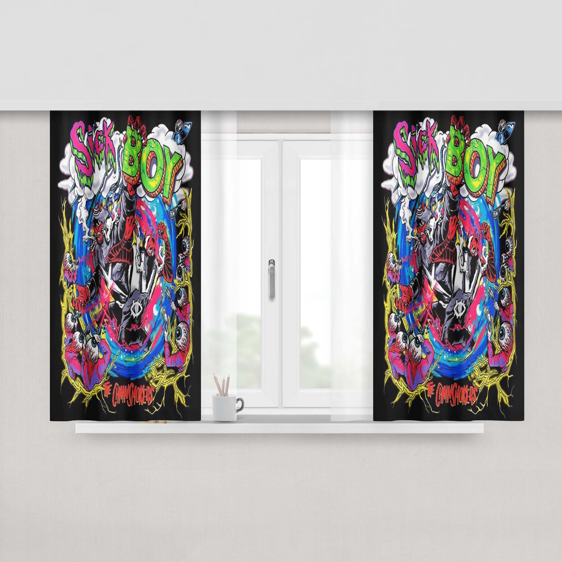 Chainsmokers Sick Boy Peach Skin Window Curtains