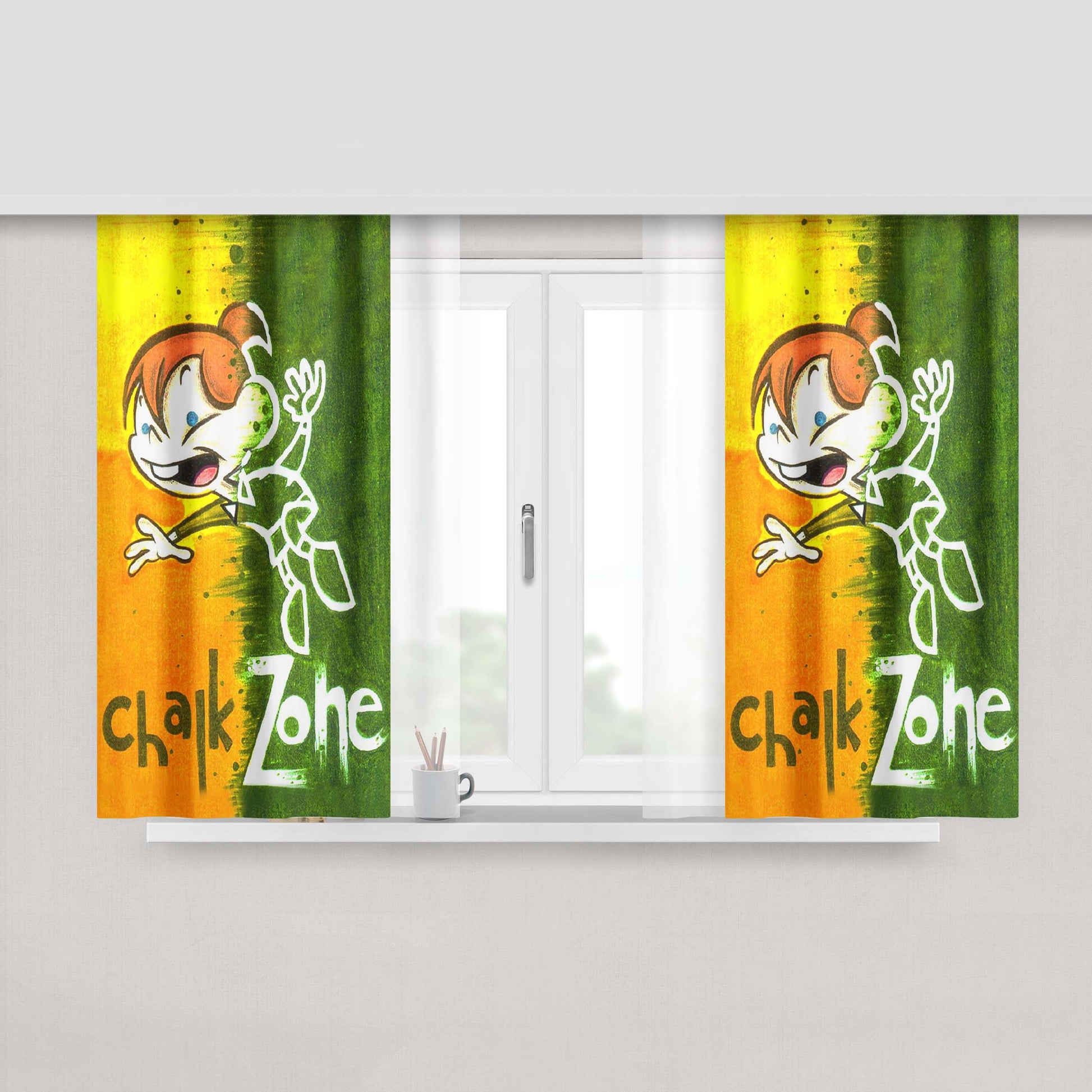 Chalkzone The Smudges Peach Skin Window Curtains