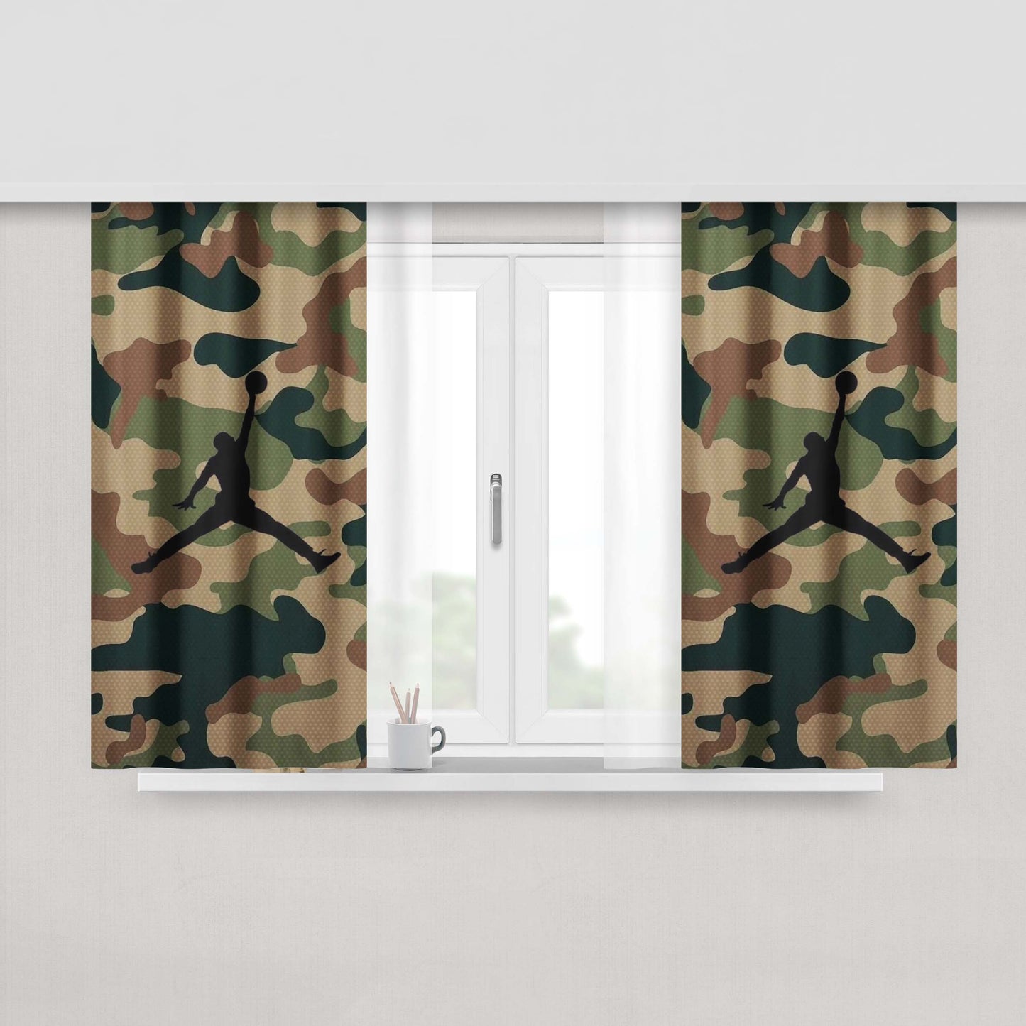 Chamo Airjordan Logo Peach Skin Window Curtains