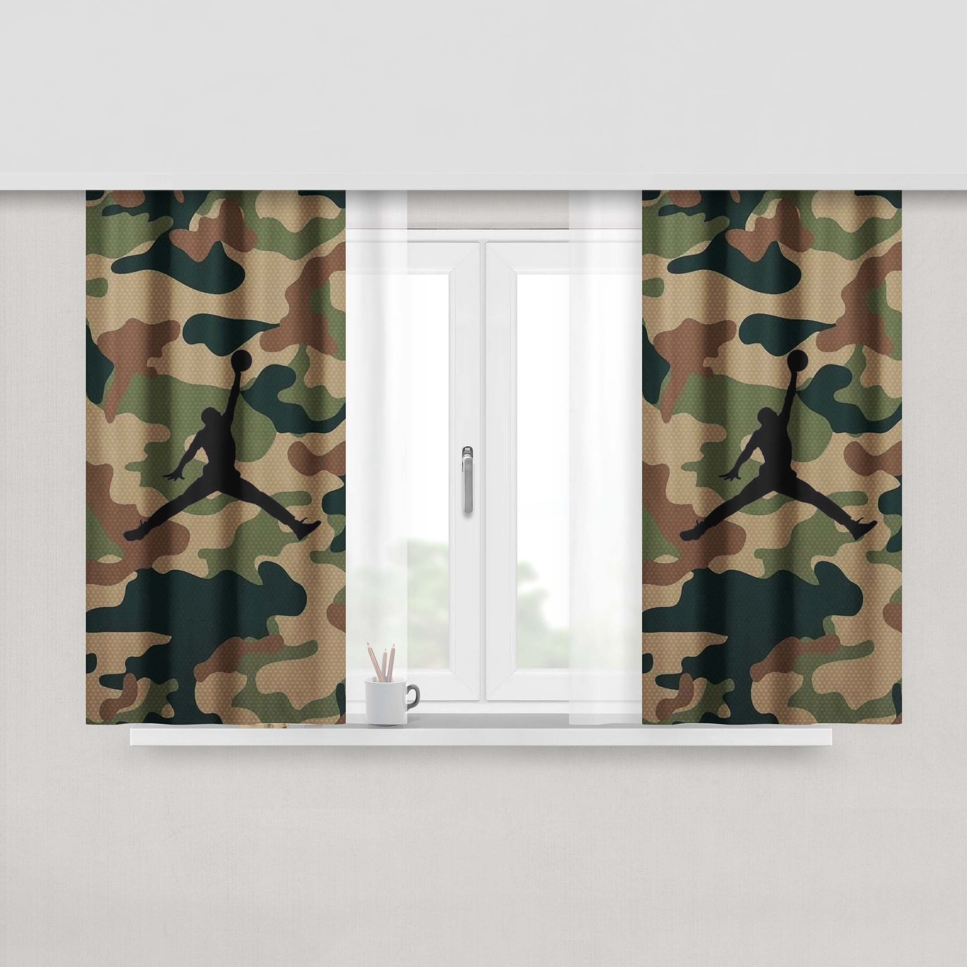 Chamo Airjordan Logo Peach Skin Window Curtains