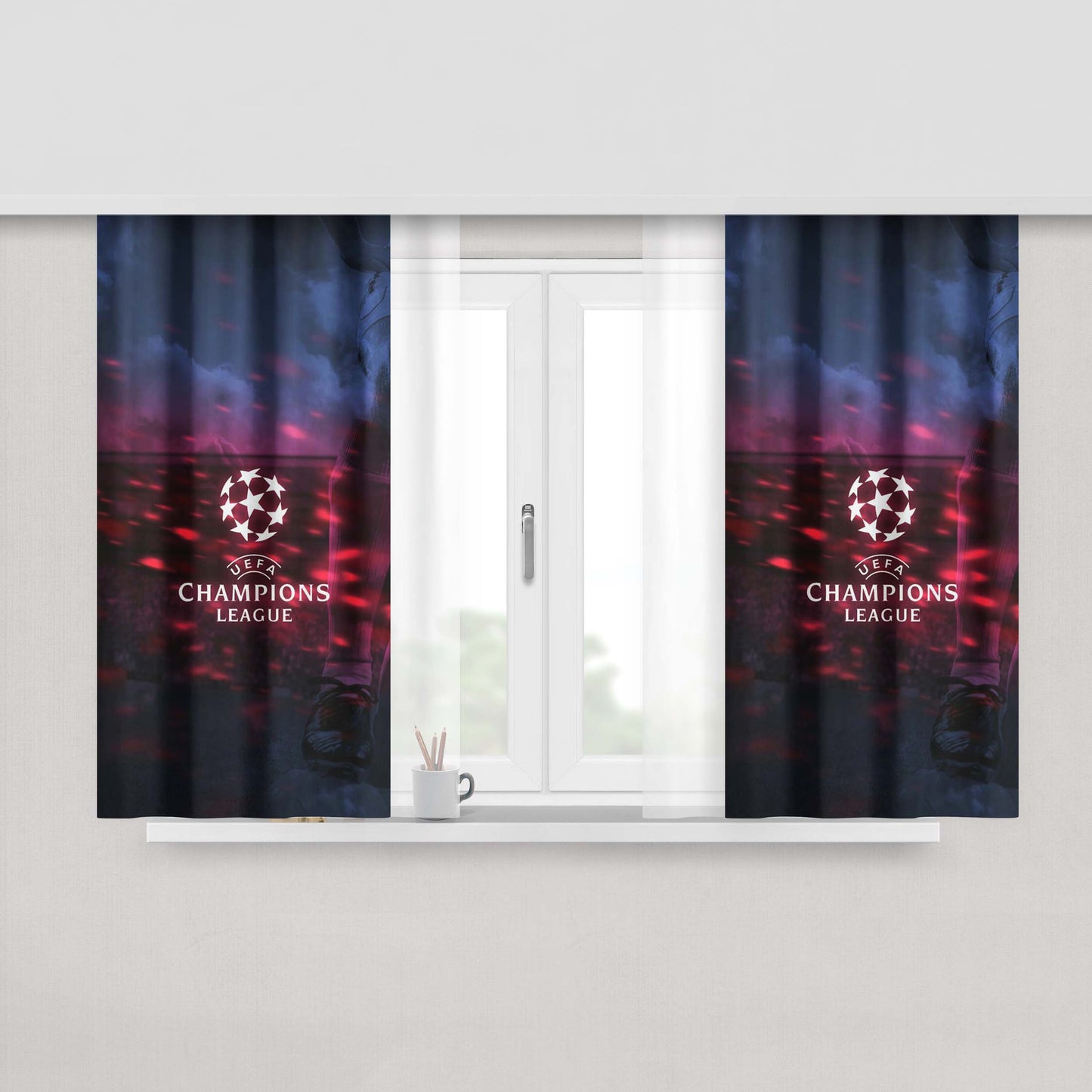 Champion League Uefa Peach Skin Window Curtains