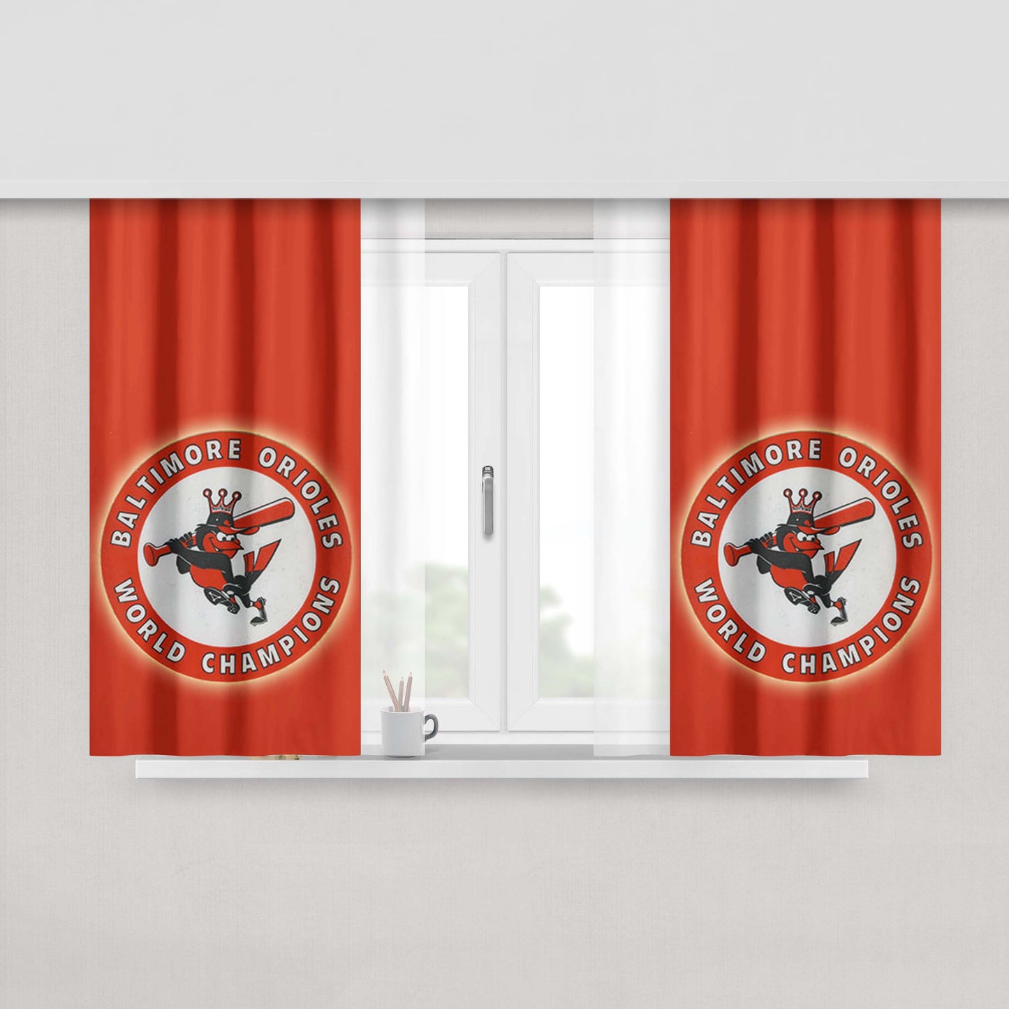 Champion Orioles Peach Skin Window Curtains