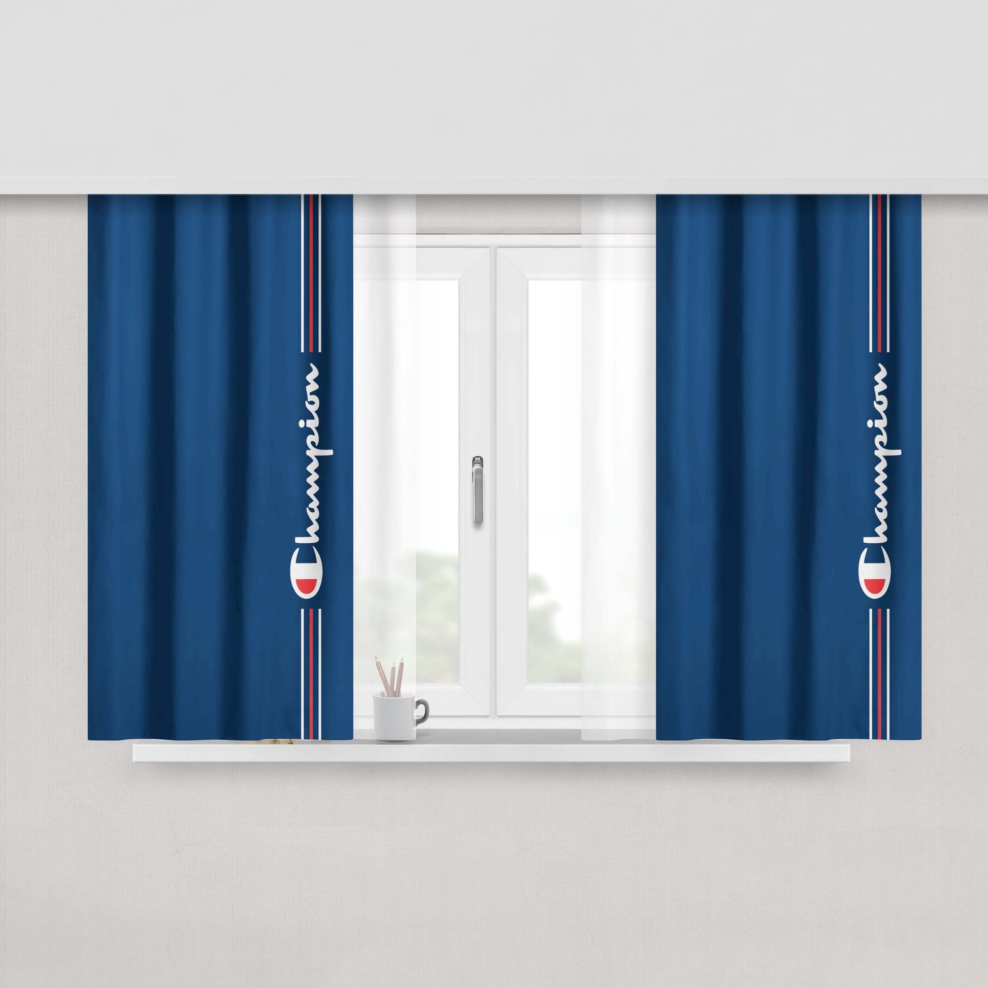 Champion Wallpaper Vertical Peach Skin Window Curtains