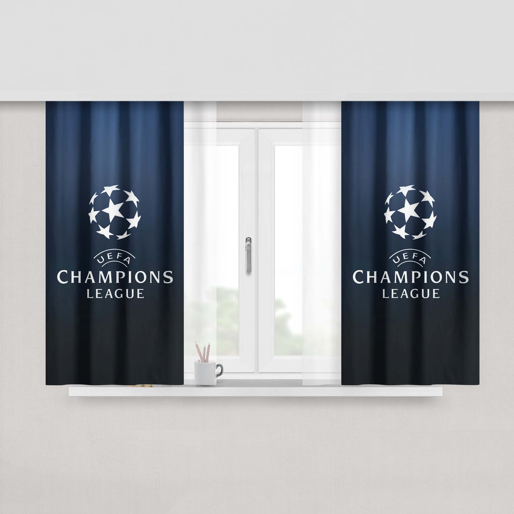 Champions League Europe Logo Soccer Art Illustration Wallpaper Peach Skin Window Curtains