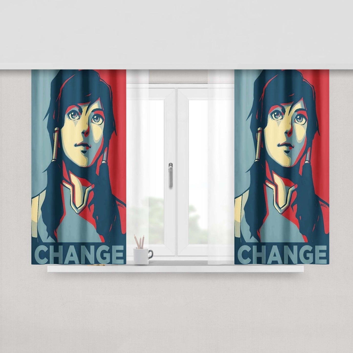 Change The Legend Of Kora Peach Skin Window Curtains