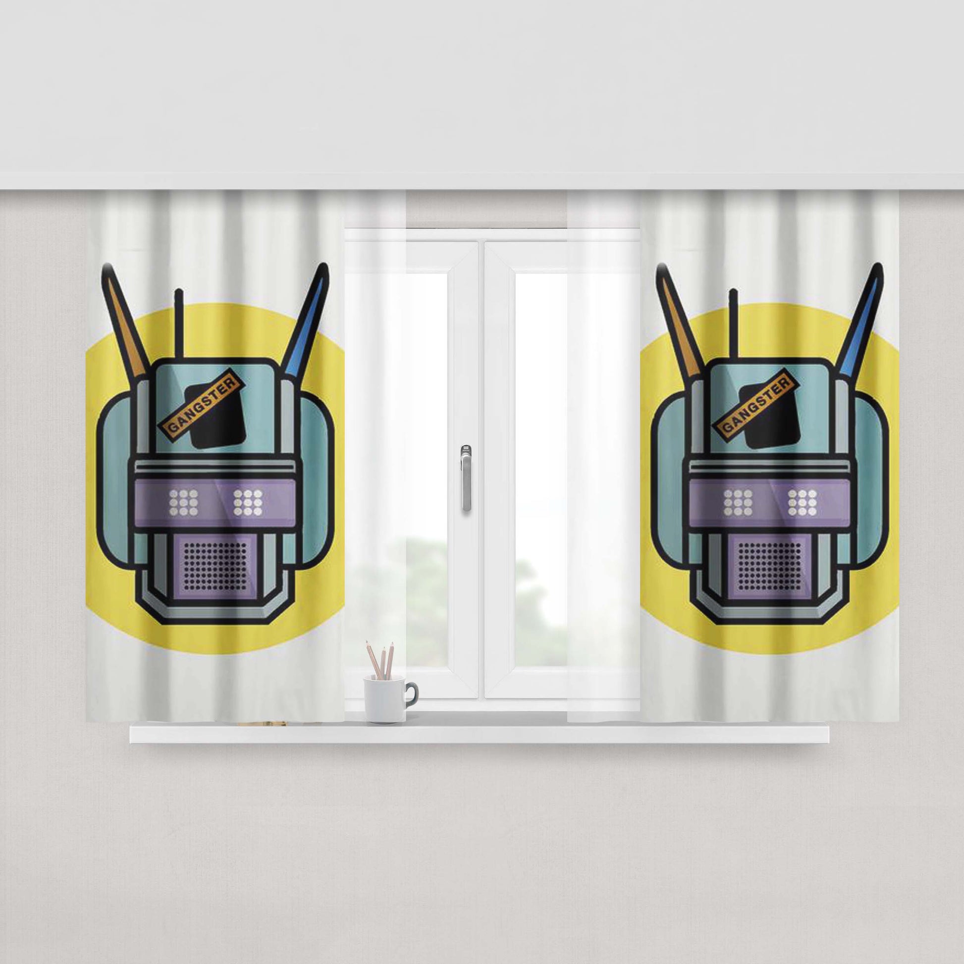 Chappie Peach Skin Window Curtains